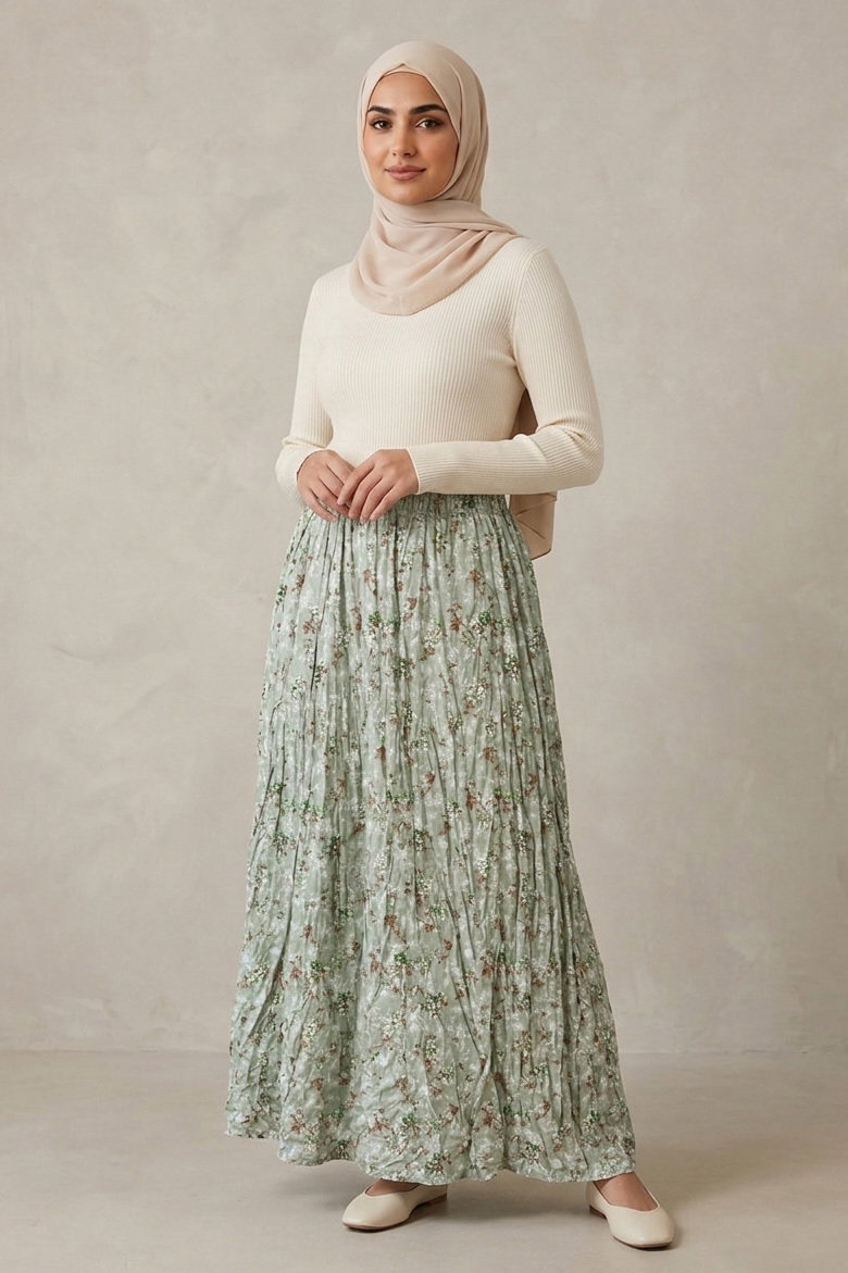 Desenli Trikoton Etel - 2121-MINT - 2