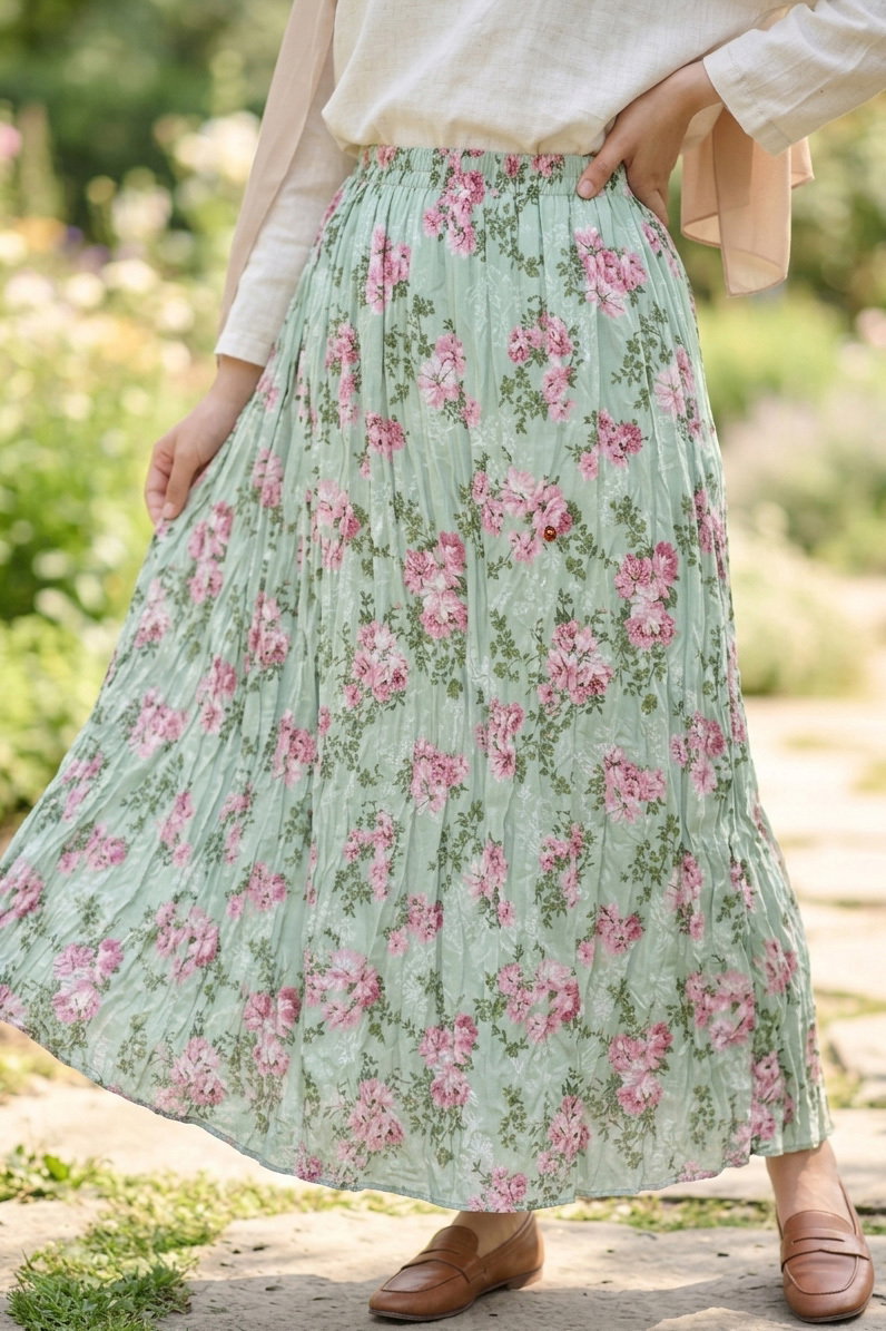 Desenli Trikoton Etel - 2121-MINT-PUDRA - 2