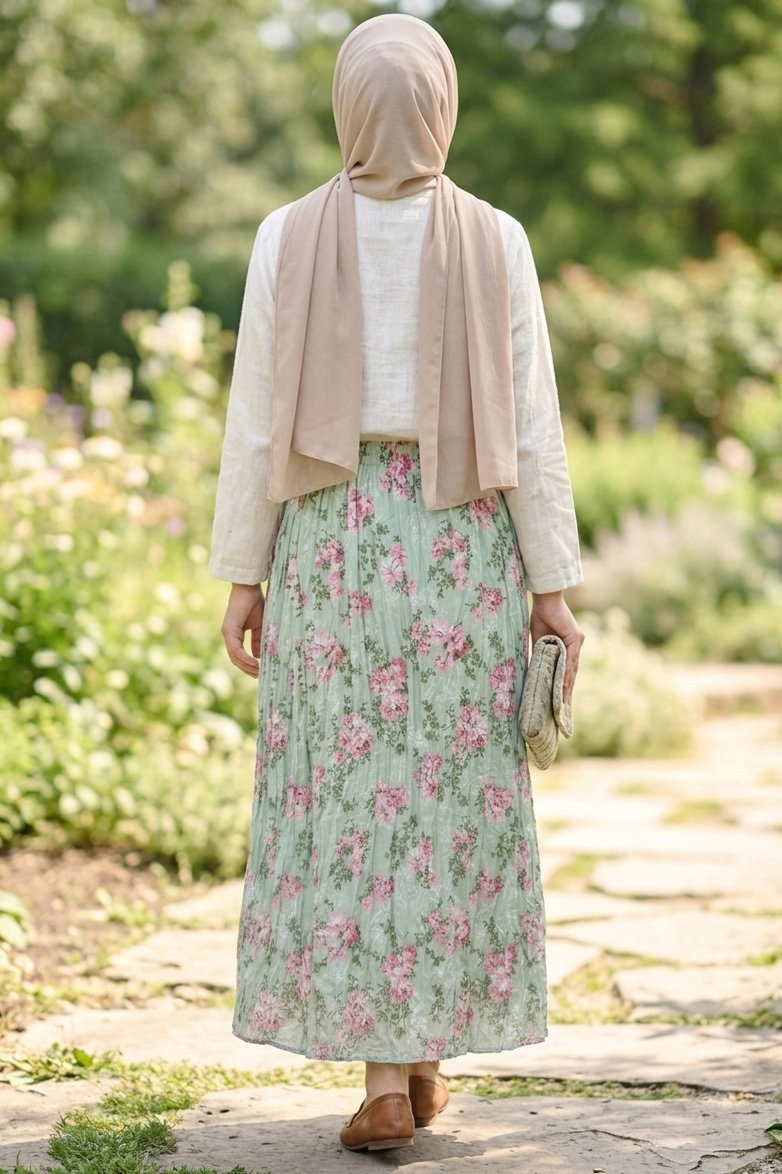 Desenli Trikoton Etel - 2121-MINT-PUDRA - 3