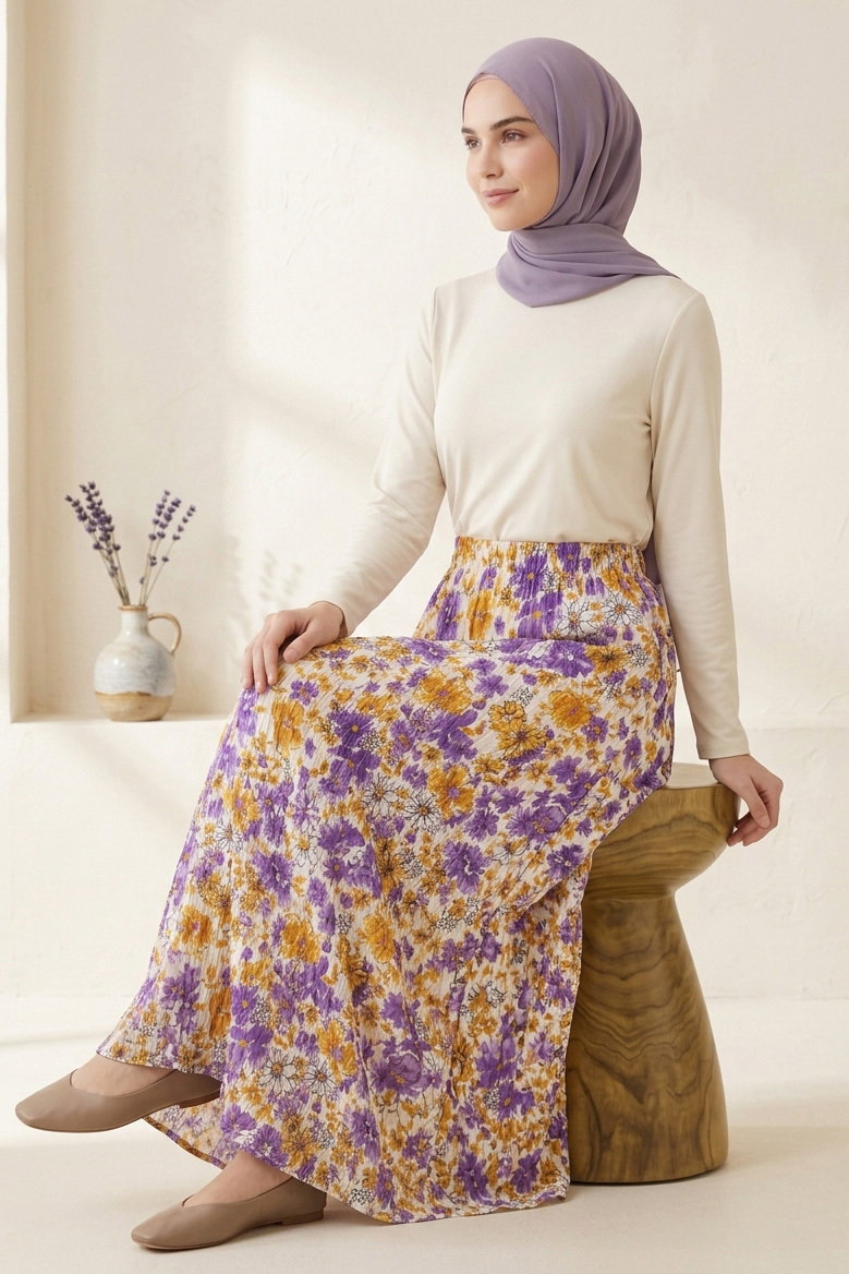 Desenli Trikoton Etel - 2121-MOR - 1