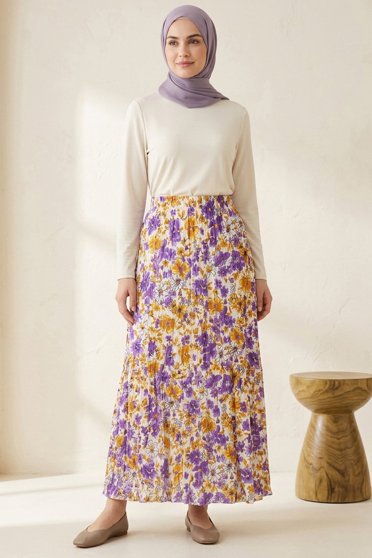 Desenli Trikoton Etel - 2121-MOR - 2