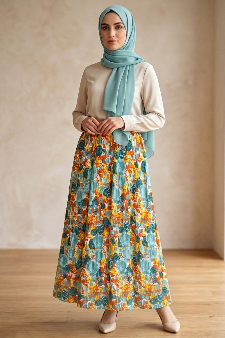 Desenli Trikoton Etel - 2121-ORANJ - 1