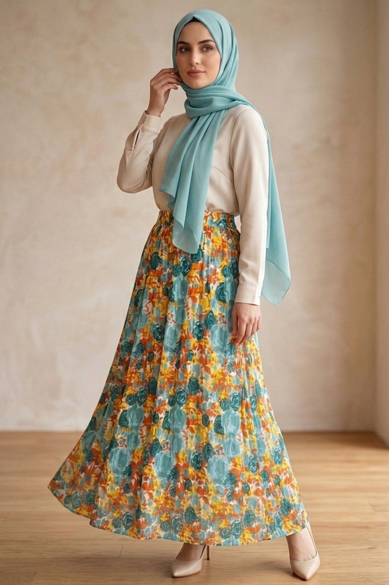 Desenli Trikoton Etel - 2121-ORANJ - 2