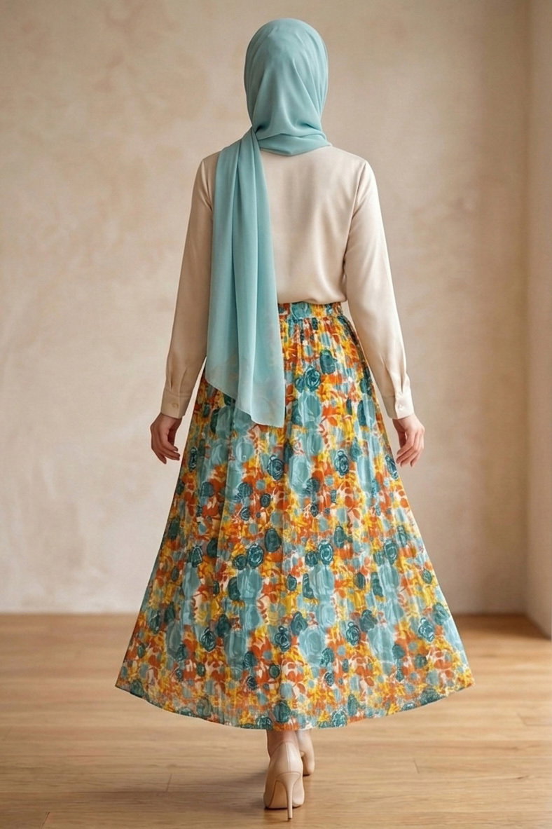 Desenli Trikoton Etel - 2121-ORANJ - 3