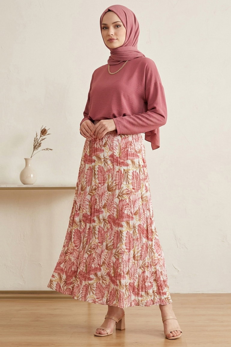 Desenli Trikoton Etel - 2121-PEMBE - 2