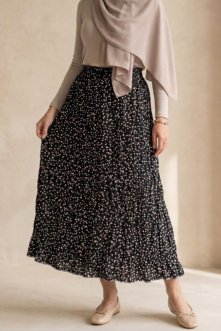 Desenli Trikoton Etel - 2121-SIYAH - 1