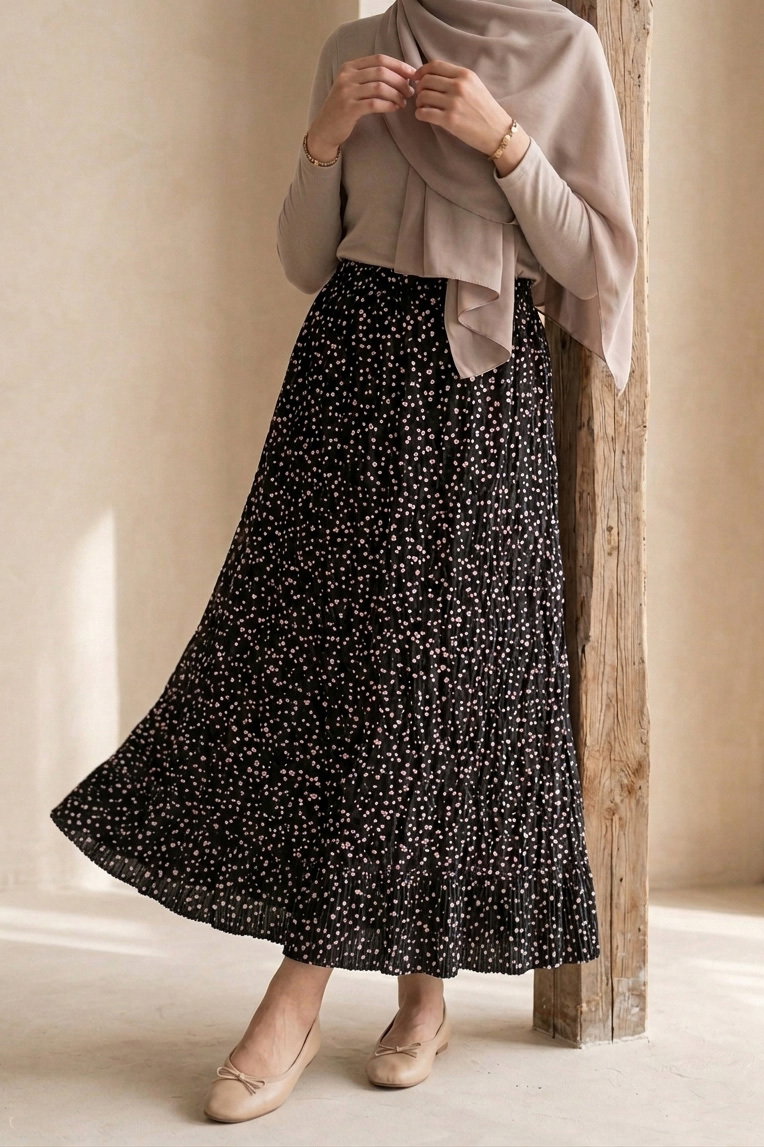 Desenli Trikoton Etel - 2121-SIYAH - 2