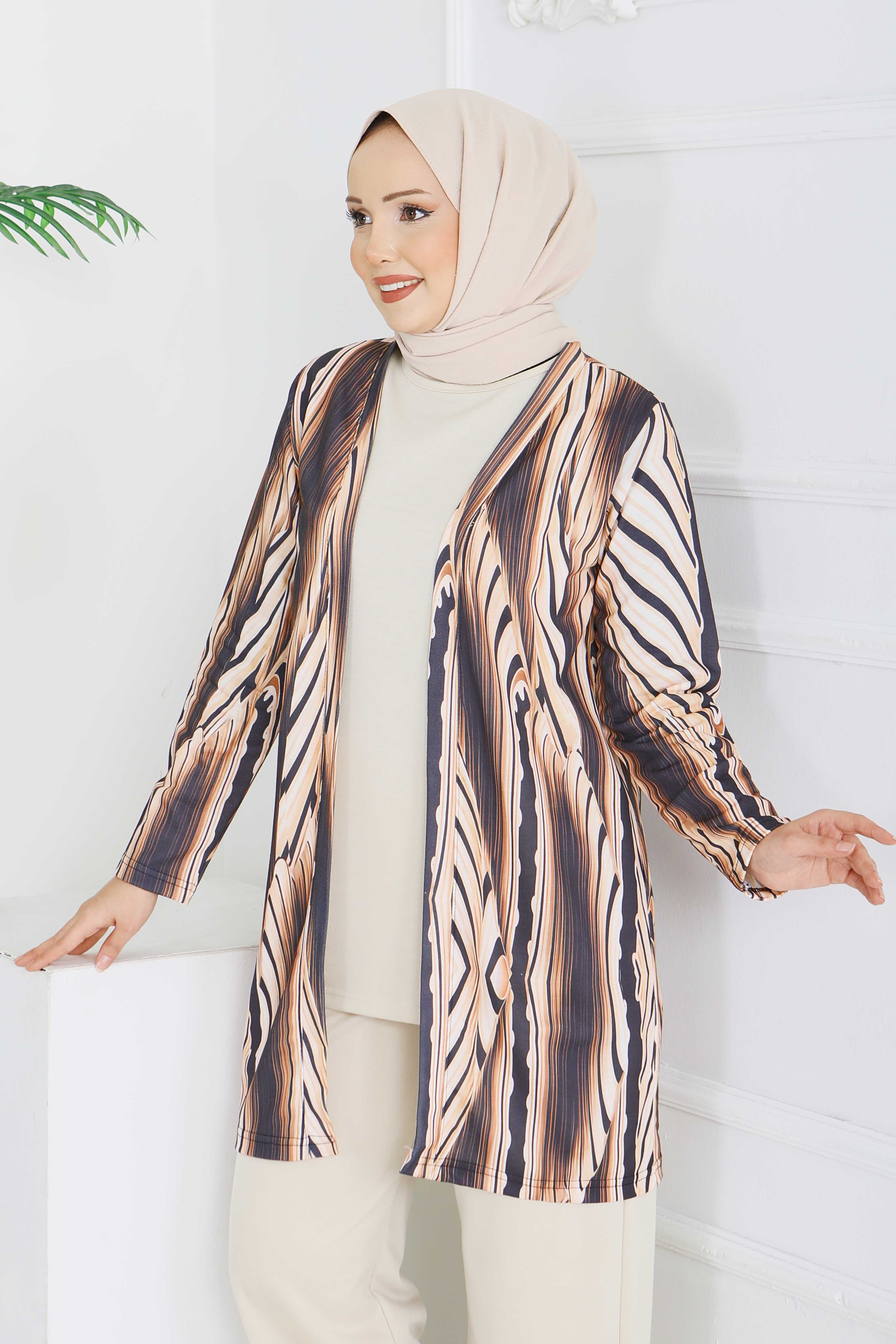 Desenli Üçlü Takım - 2075-KREM - 2