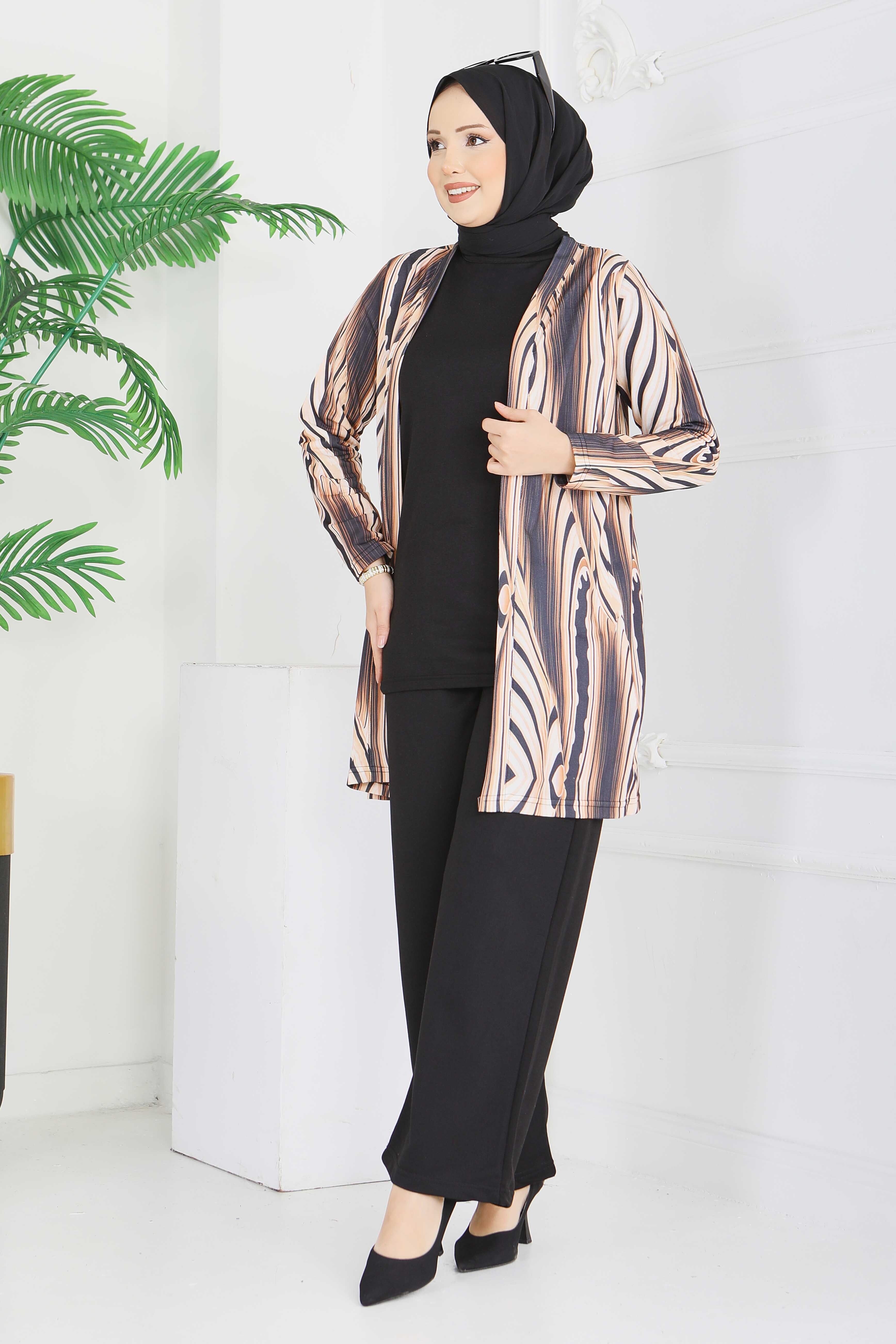 Desenli Üçlü Takım - 2075-SIYAH - 1