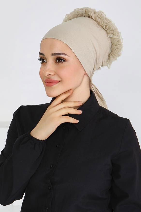 Dikişsiz Fırfırlı Bone - 27618 - TOFİSA