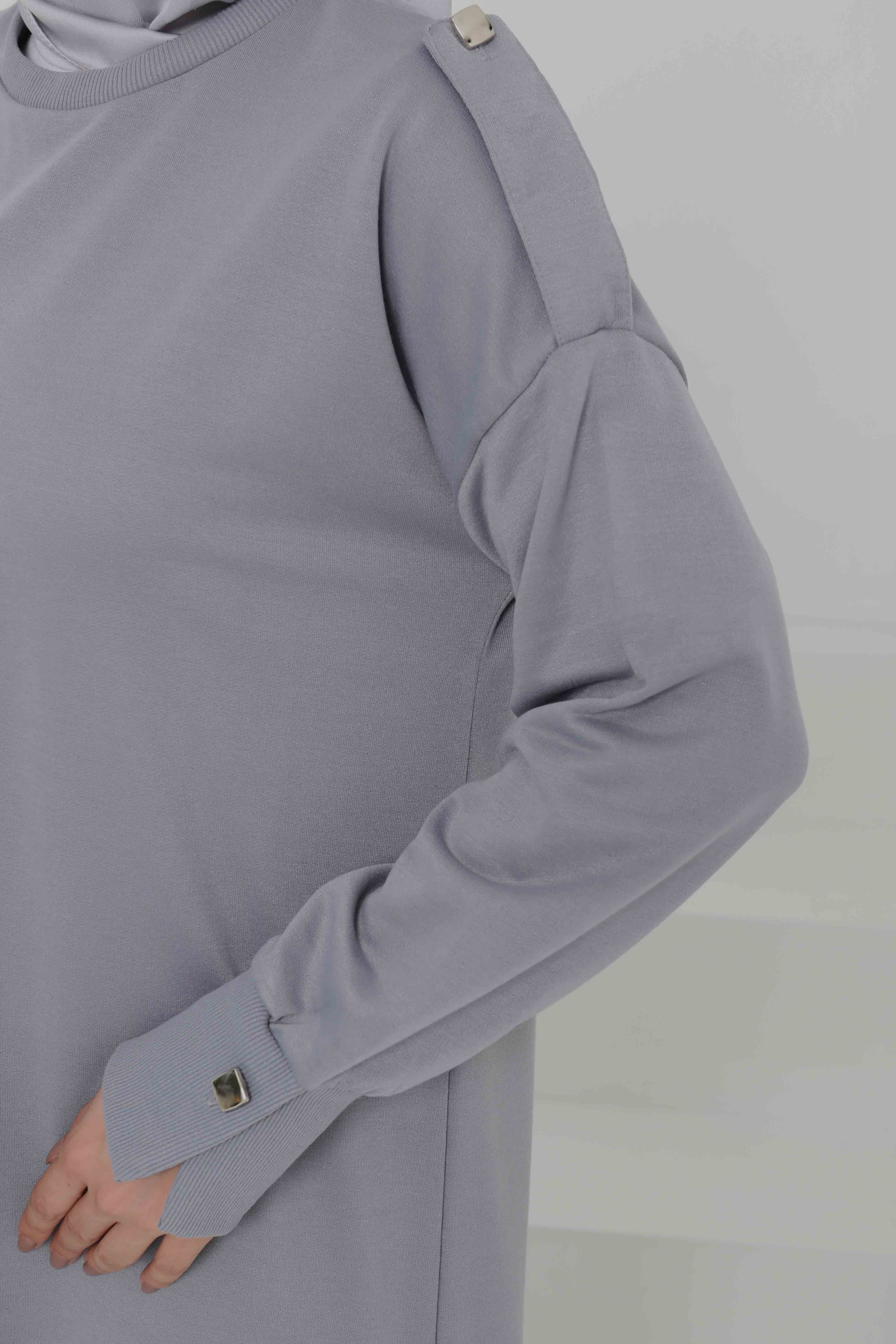 Düğme Detaylı Elbise - 27045 - 7