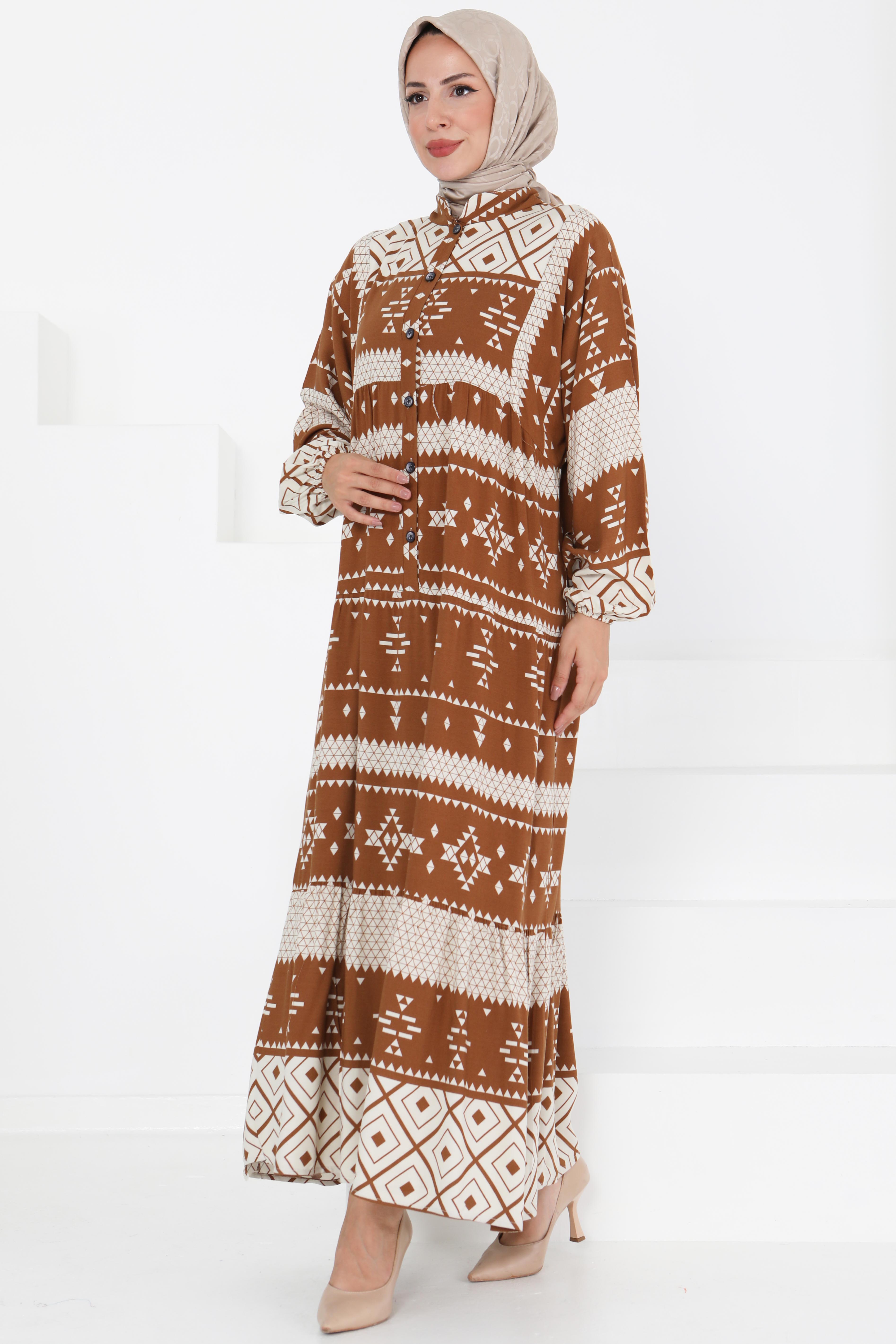 Düğme Detaylı Elbise - 27396 - 1