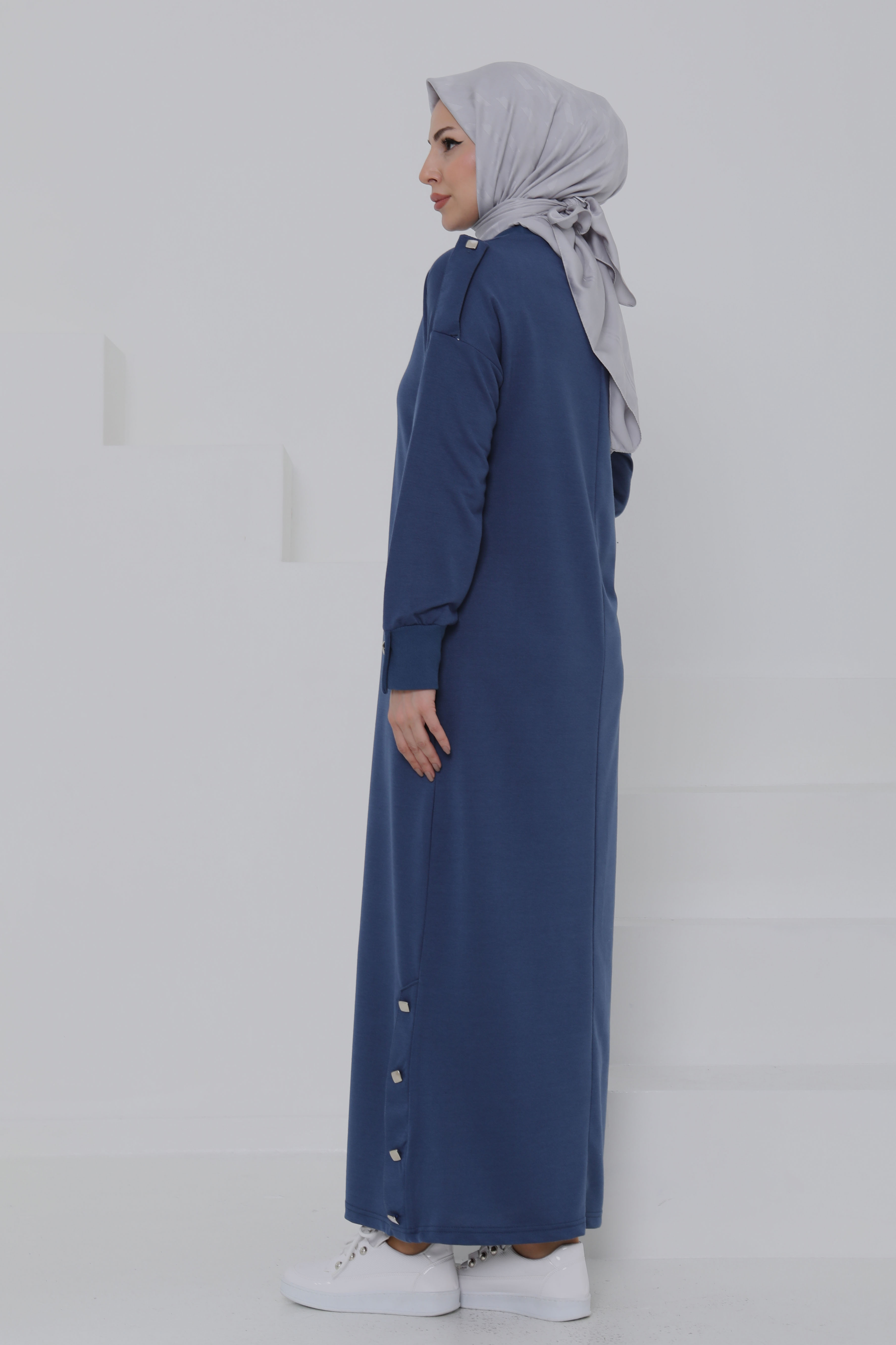 Düğme Detaylı Elbise - 27045 - 6