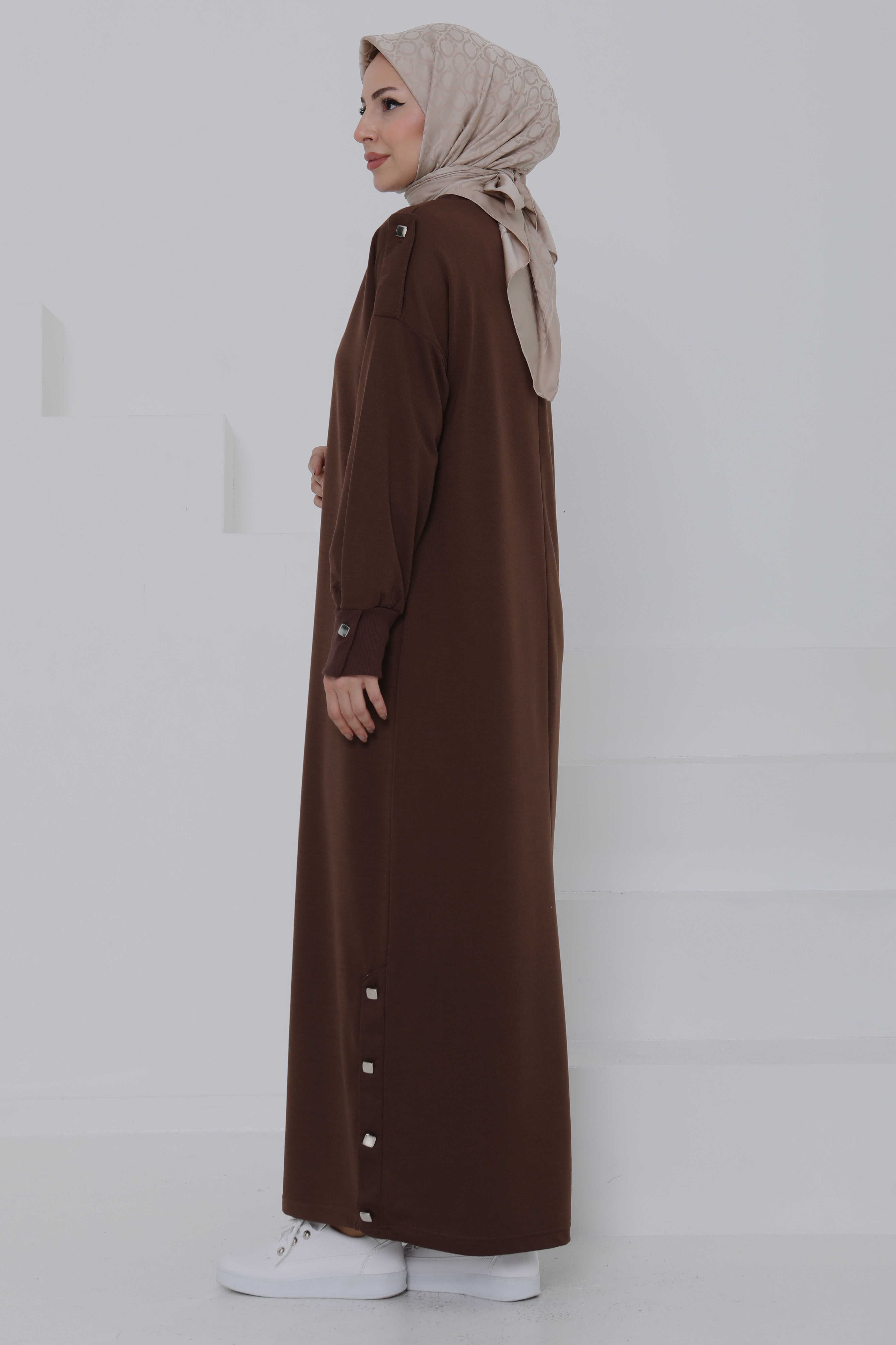 Düğme Detaylı Elbise - 27045 - 6