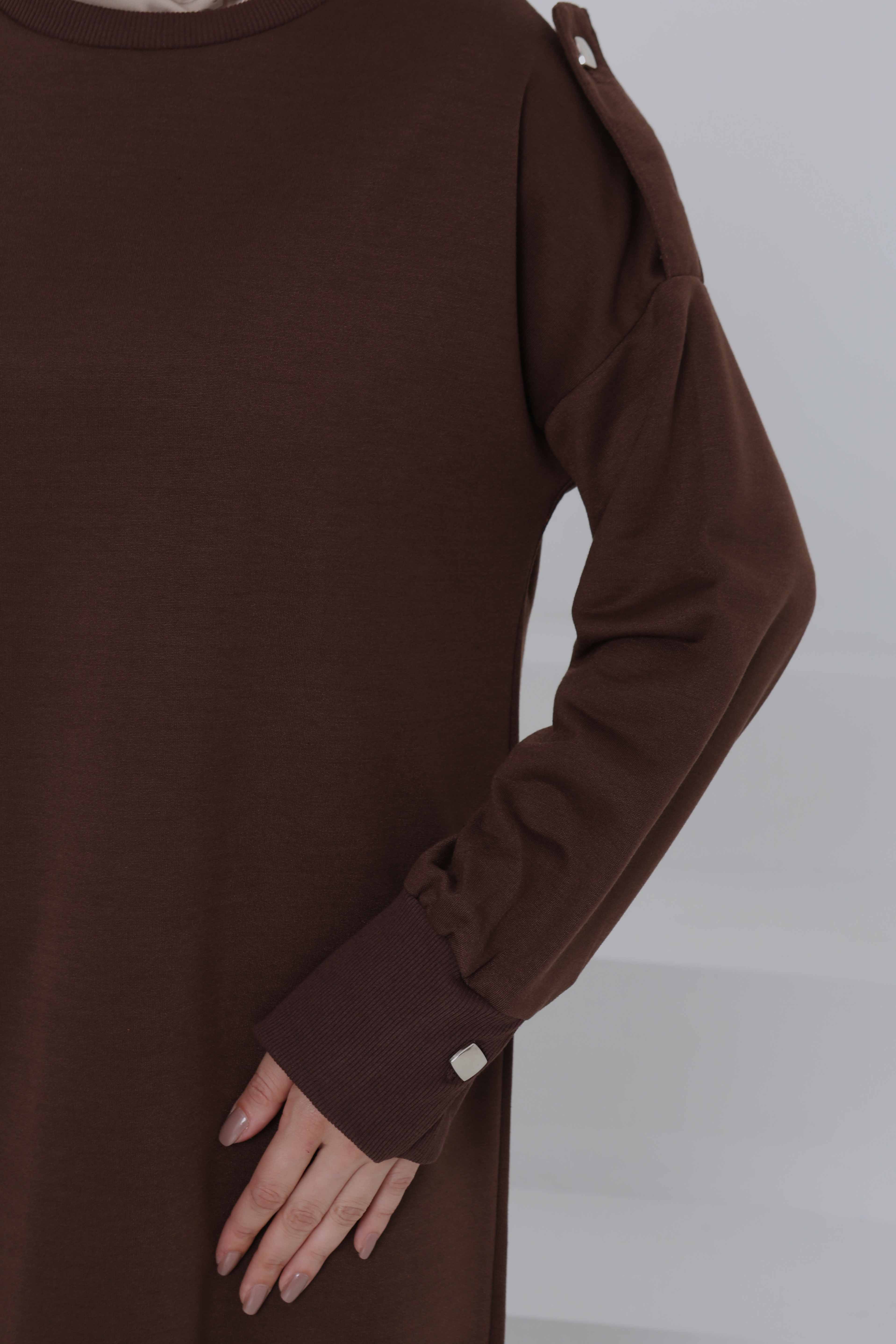 Düğme Detaylı Elbise - 27045 - 7