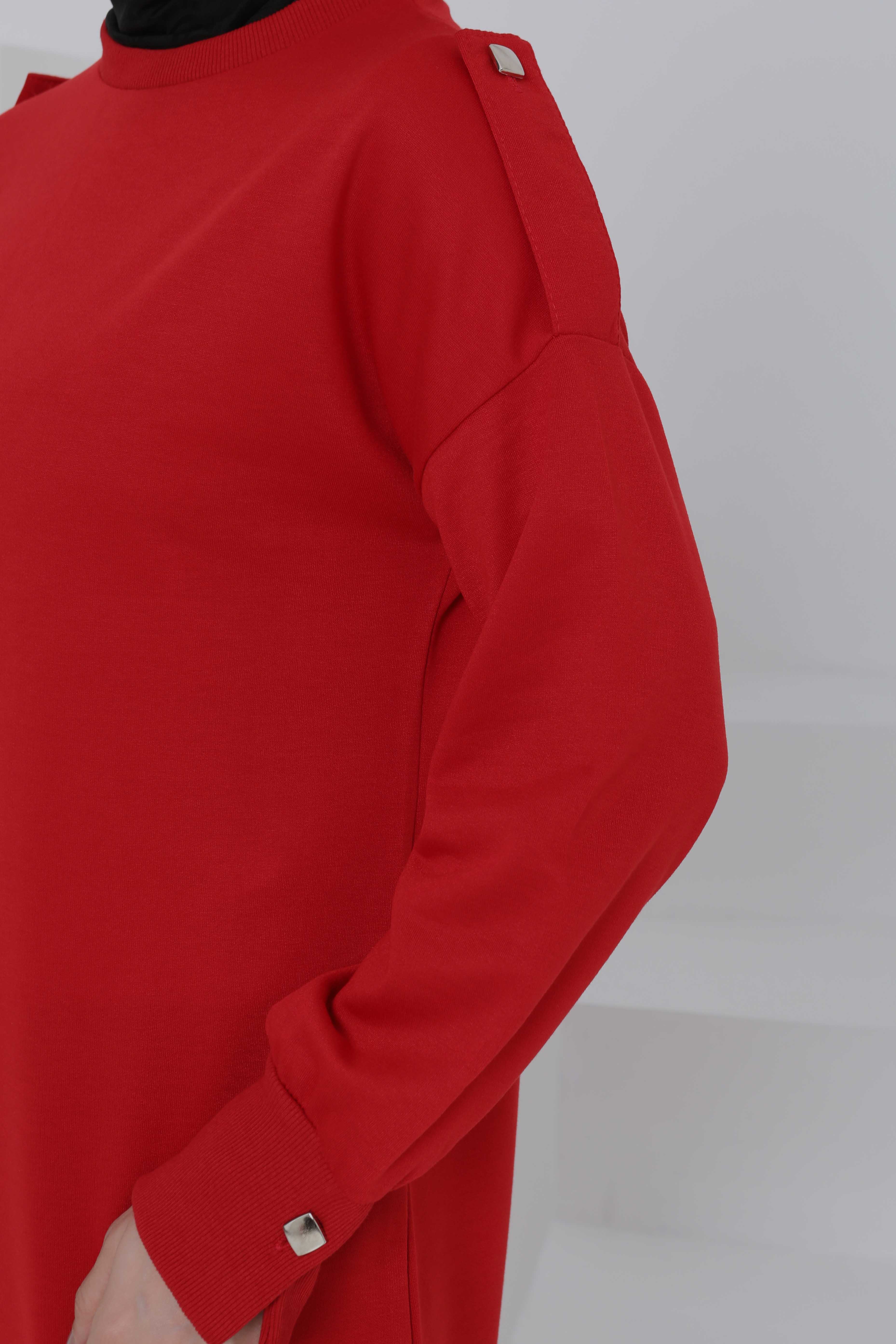 Düğme Detaylı Elbise - 27045 - 6