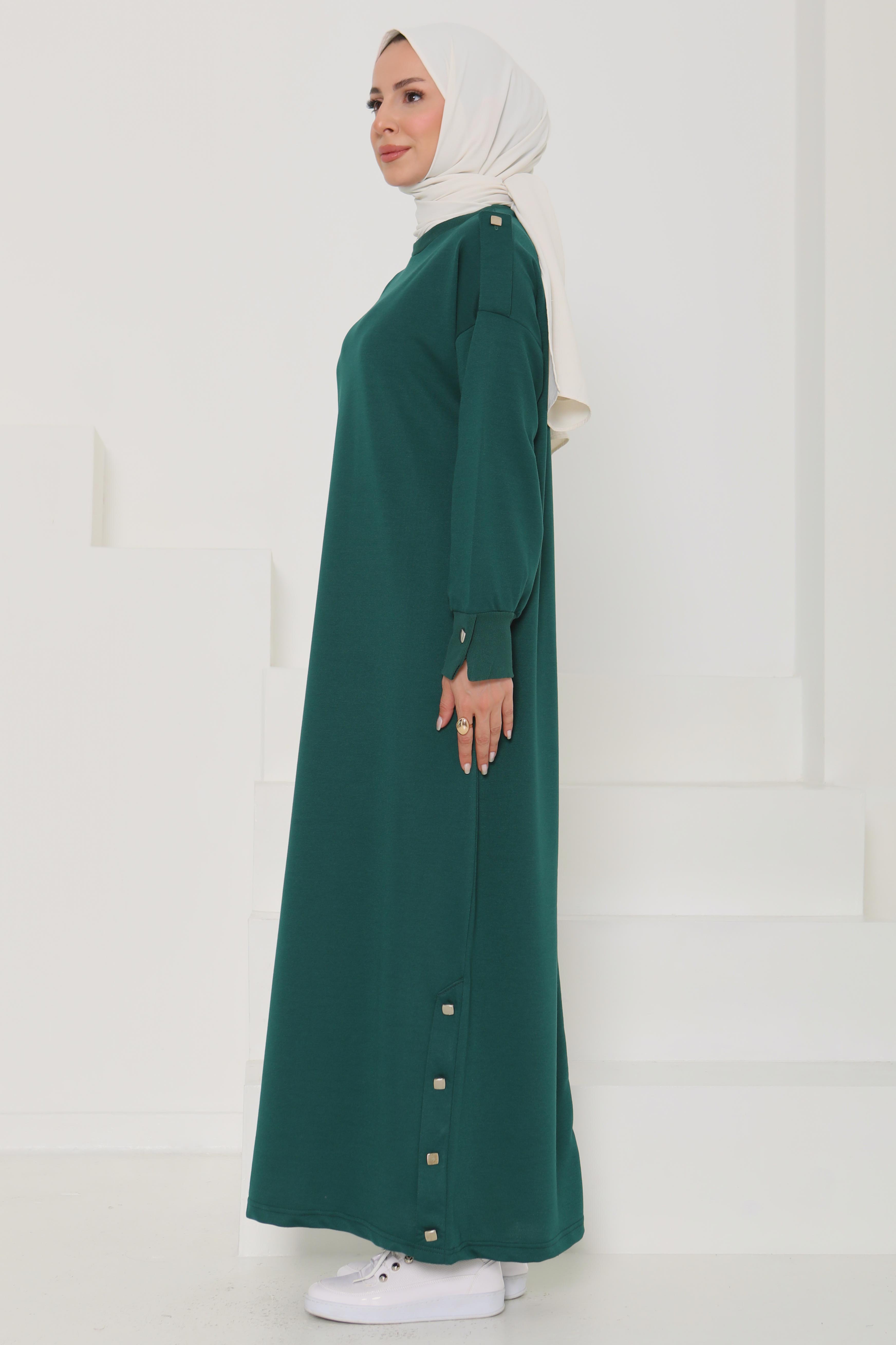 Düğme Detaylı Elbise - 27045 - 5