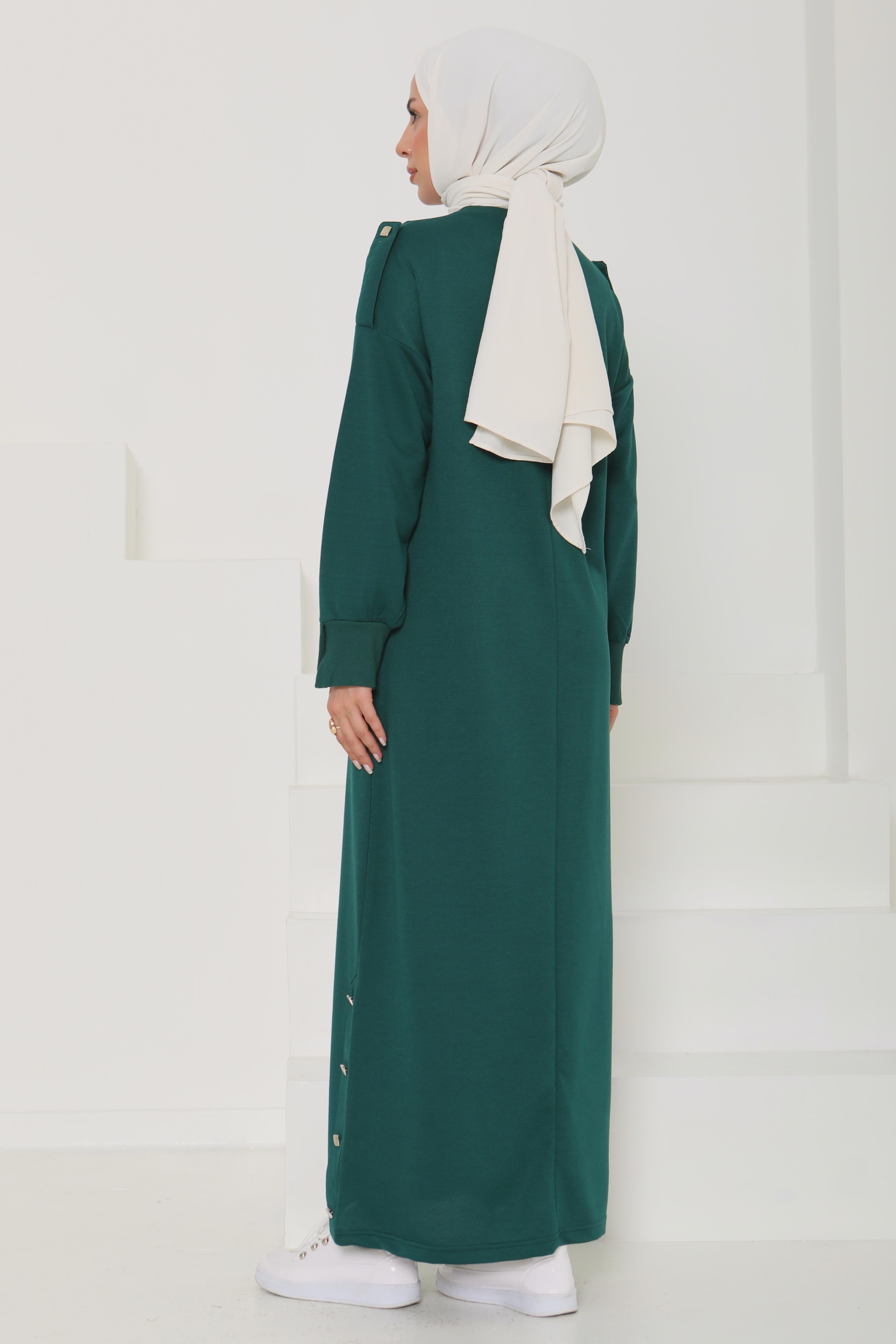 Düğme Detaylı Elbise - 27045 - 7