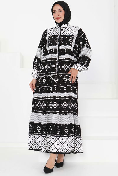 Düğme Detaylı Elbise - 27396 