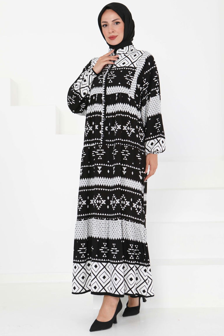 Düğme Detaylı Elbise - 27396 - TOFİSA