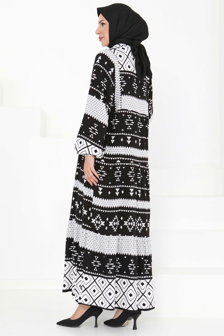 Düğme Detaylı Elbise - 27396 - TOFİSA