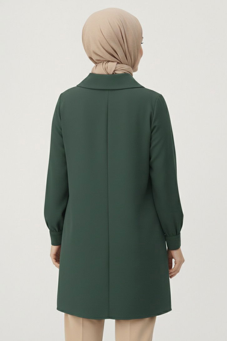 Düğme Detaylı Modal Tunik - 28041-HAKI - TOFİSA