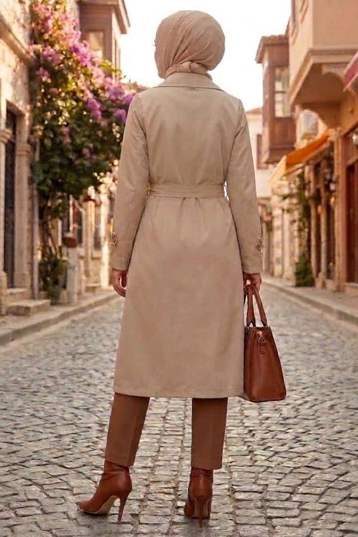 Düğme Detaylı Trenç Kap Tas - 28956-TAS - 3