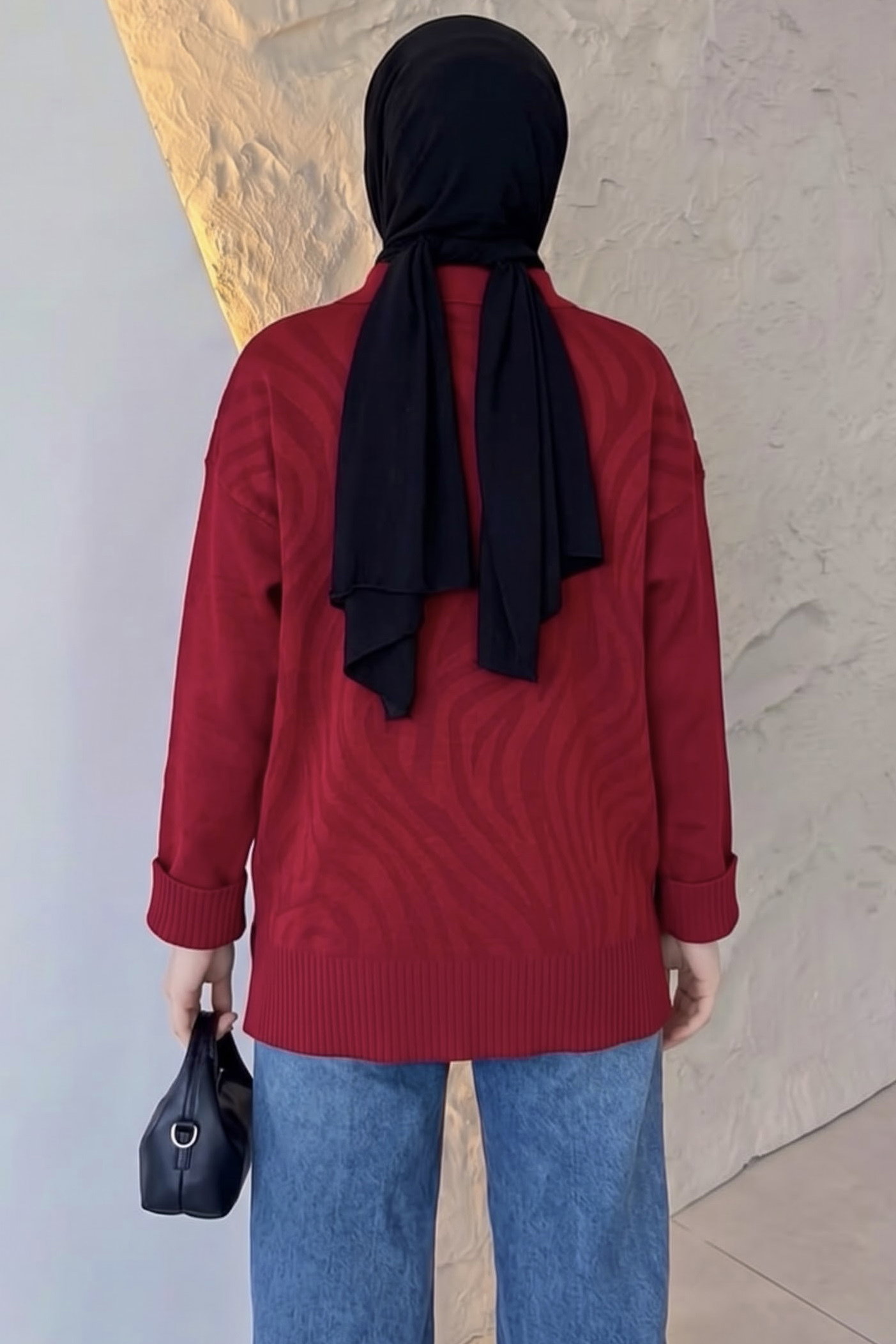 Düğme Detaylı Triko Tunik Kirmizi - 29285-KIRMIZI - 3