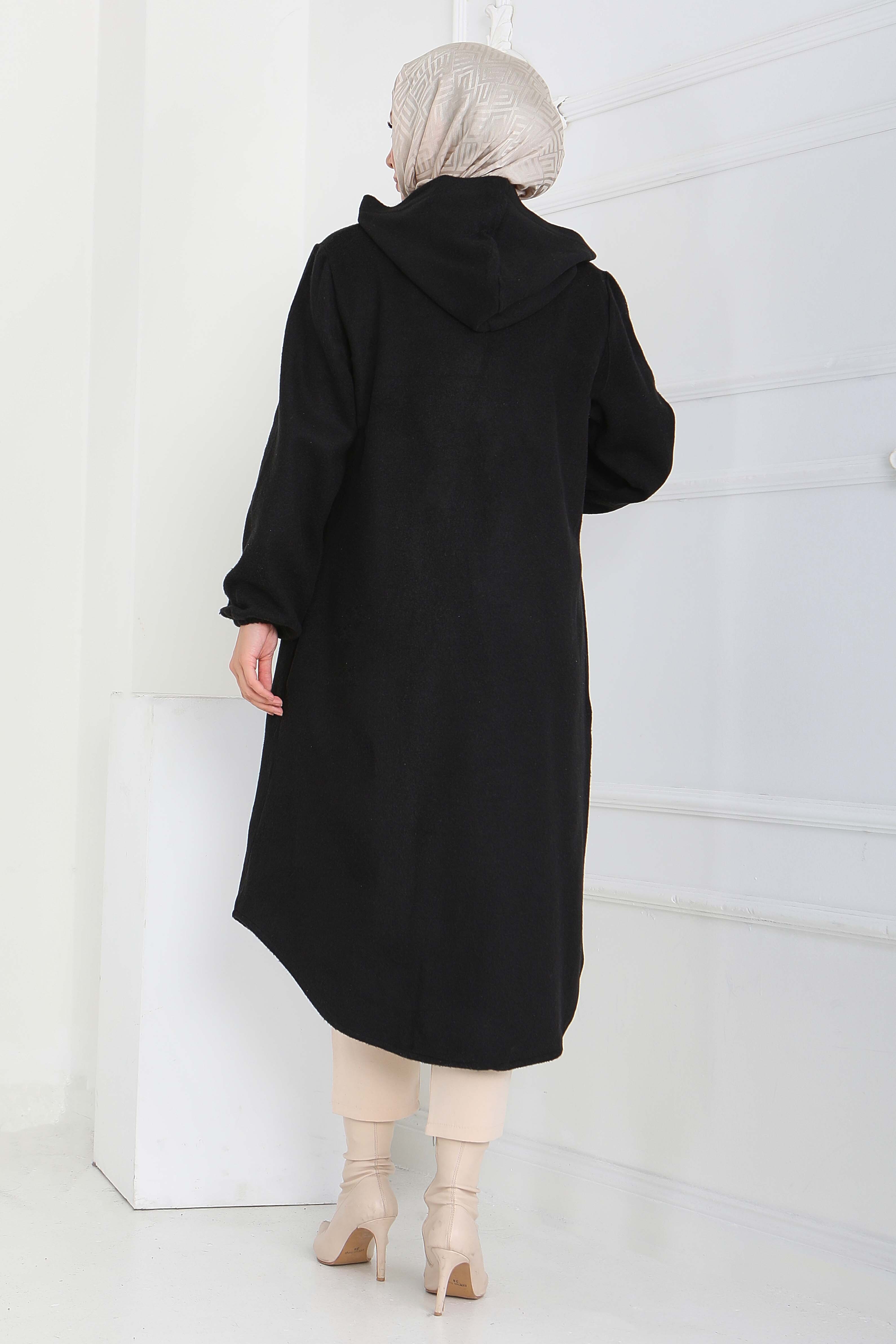 Düğmeli Bileği Lastikli Kaşe - 28027-SIYAH - 5