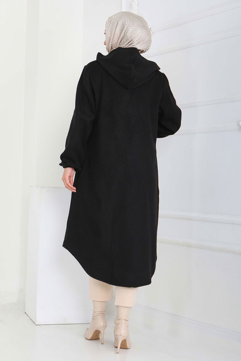 Düğmeli Bileği Lastikli Kaşe - 28027-SIYAH - TOFİSA