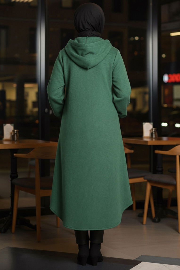 Düğmeli Bileği Lastikli Kaşe - 28027-ZUMRUT - TOFİSA