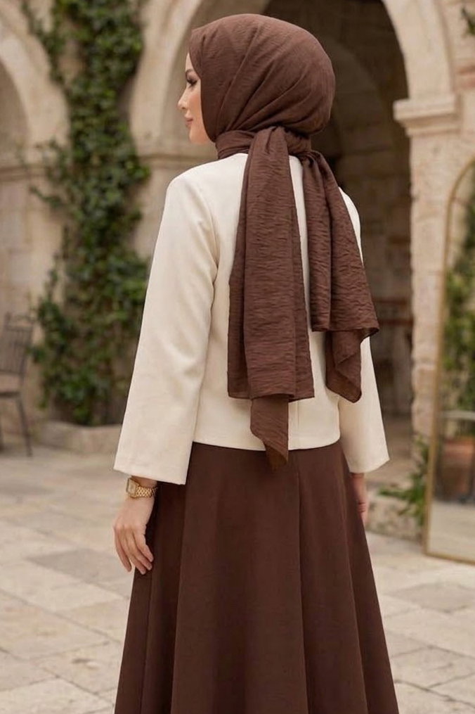 Düğmeli Dabıl Ceket Krem - 28899-KREM - 4