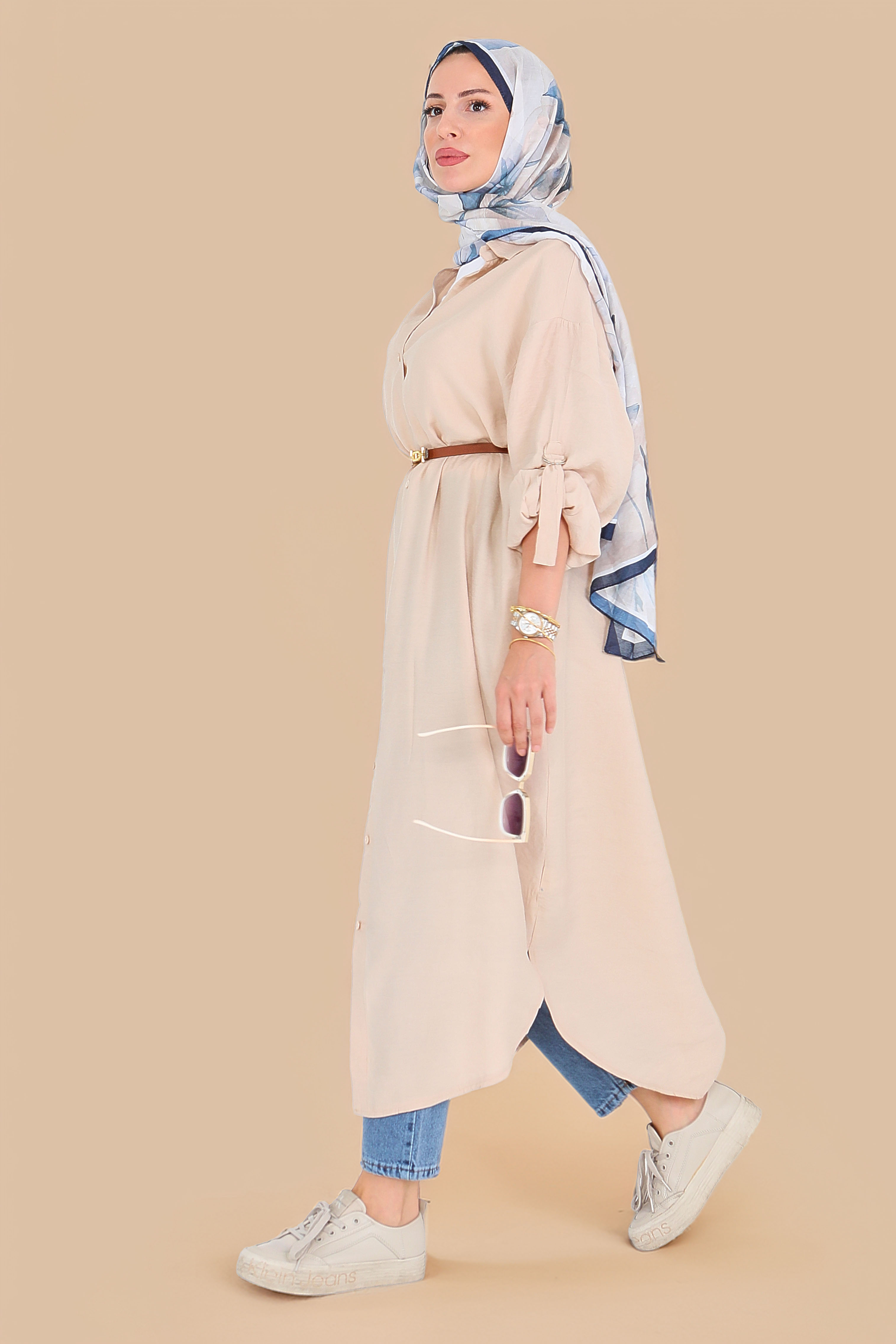 Düğmeli Elbise - 27547 - 3