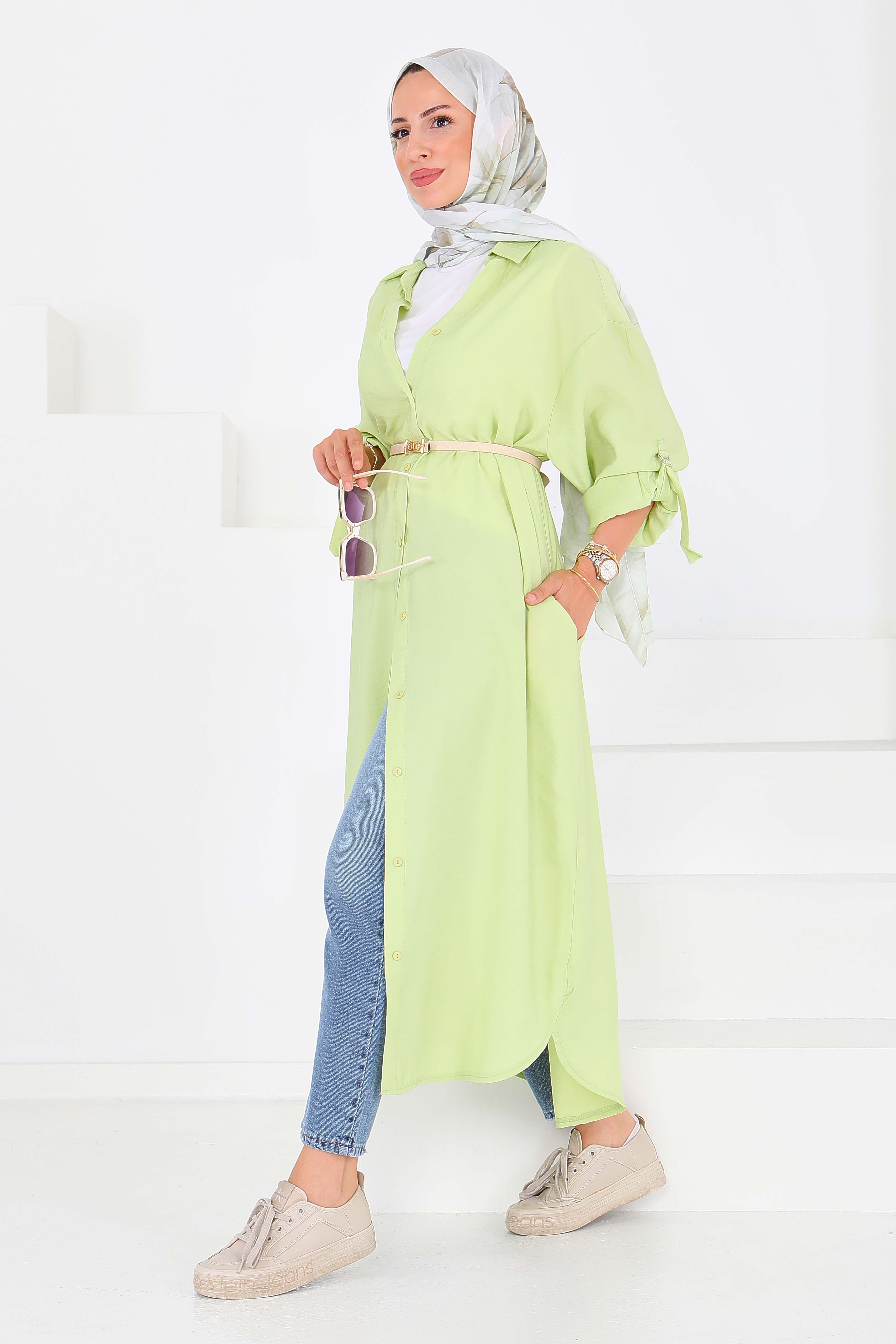 Düğmeli Elbise - 27547 - 1