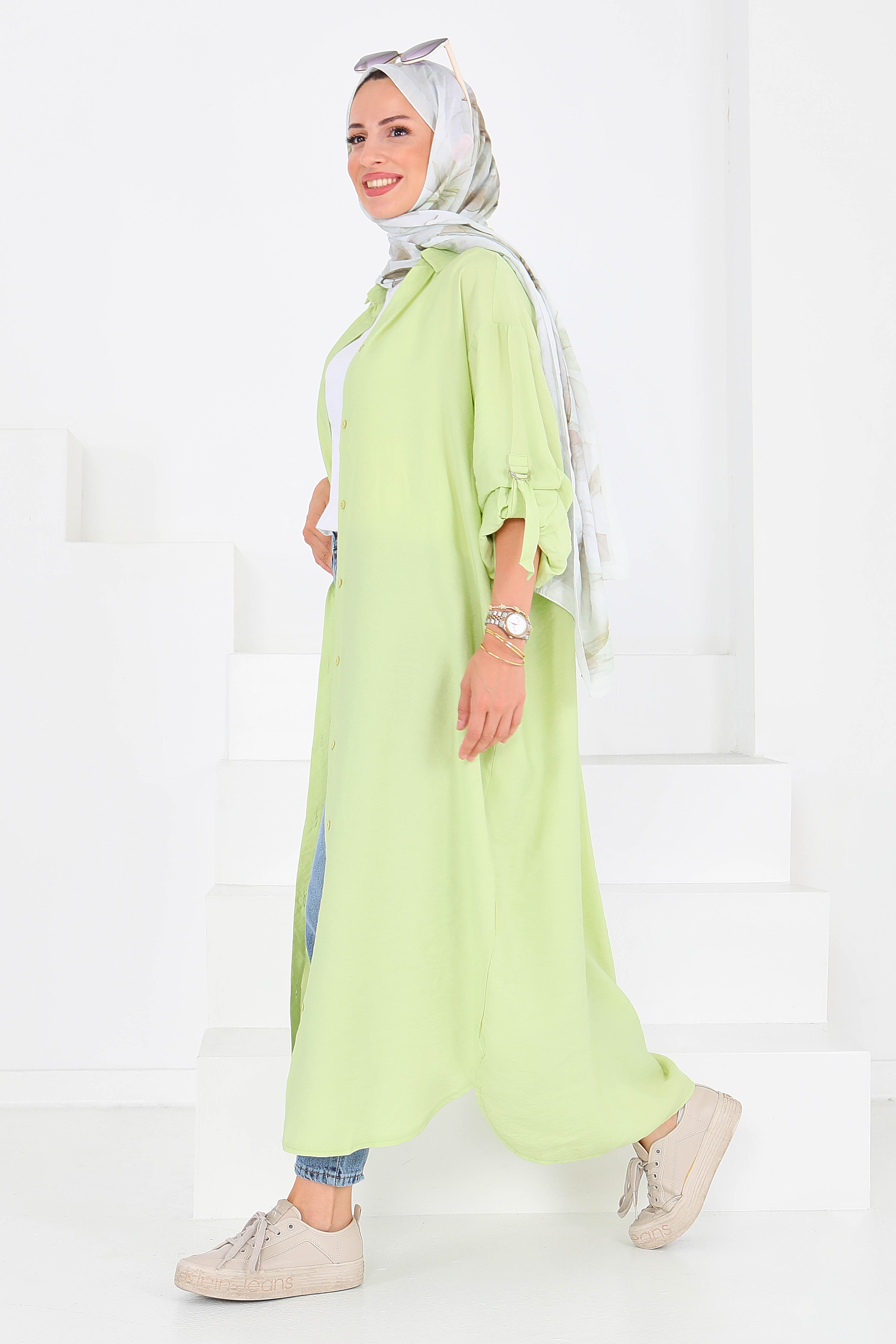 Düğmeli Elbise - 27547 - 4