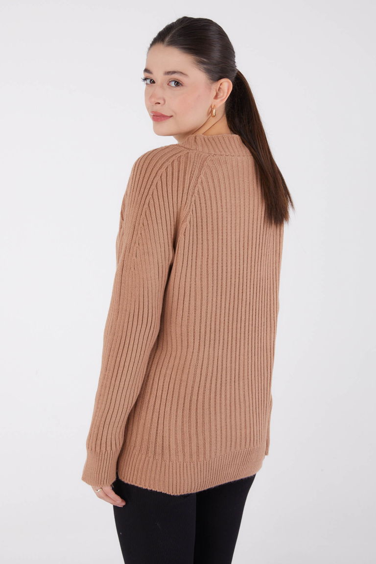 Düğmeli Fitilli Triko Hırka - 27665 - TOFİSA