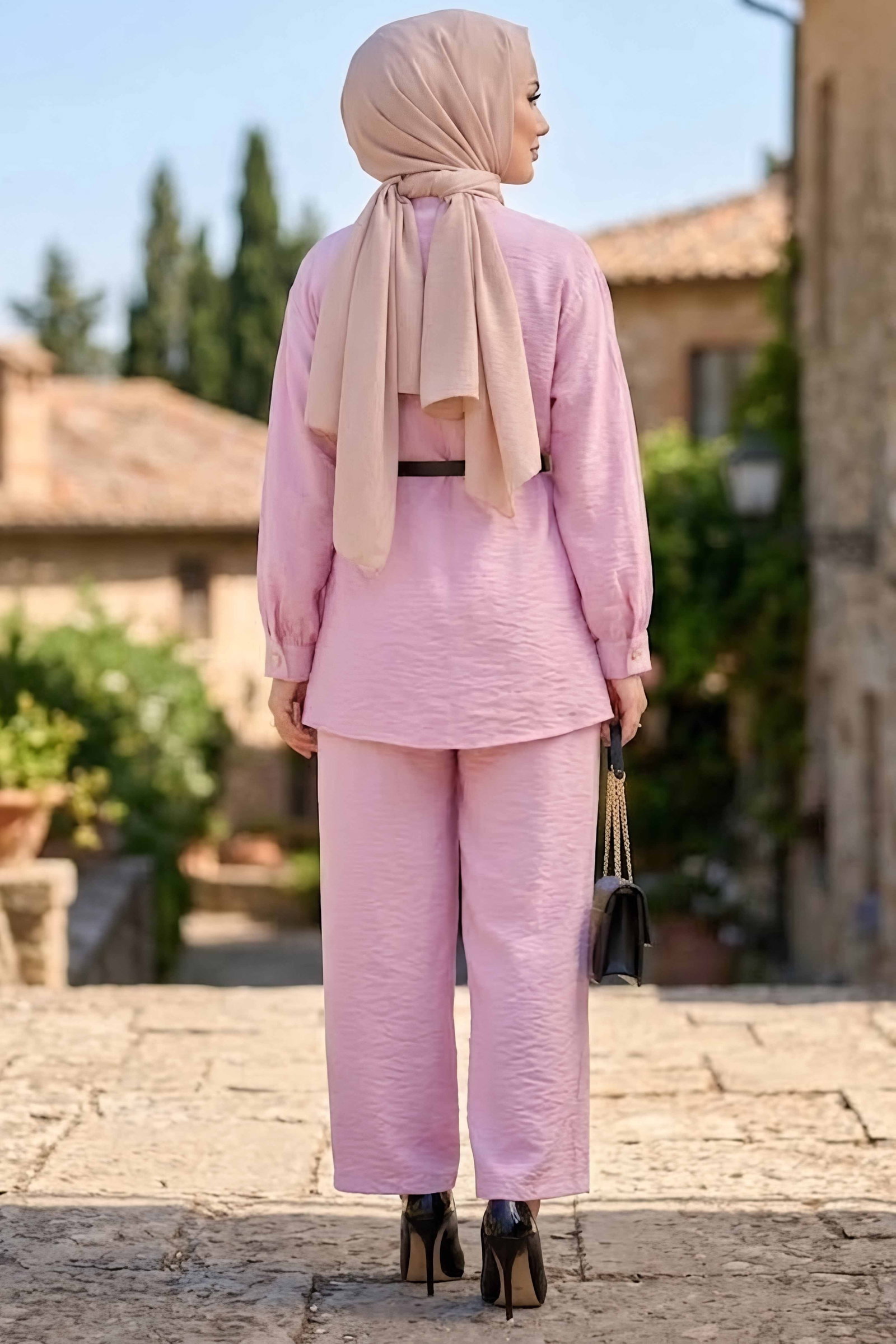 Düğmeli İkili Takım Pembe - 28952-PEMBE - 3