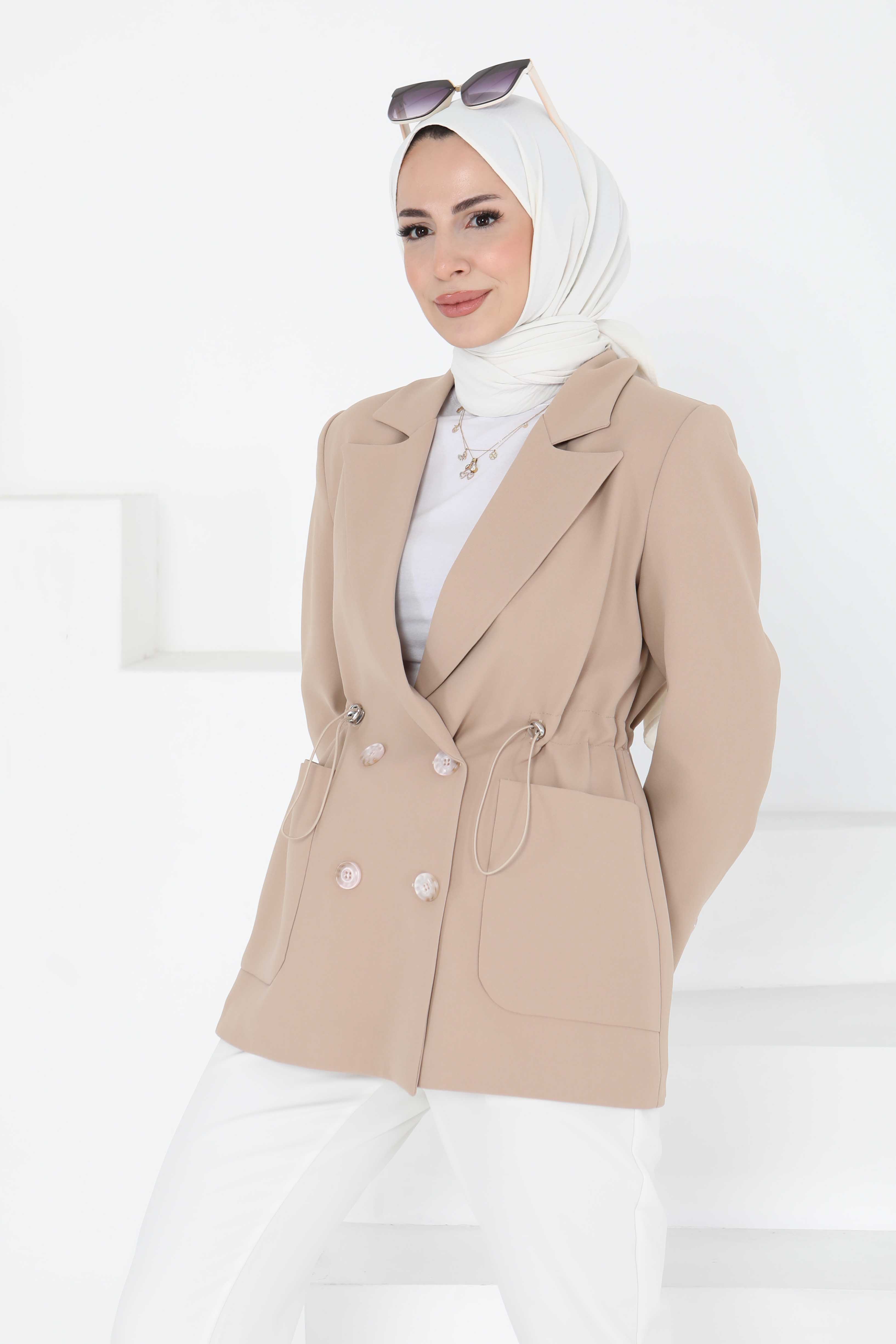 Düğmeli İpli Ceket - 27252 - 5