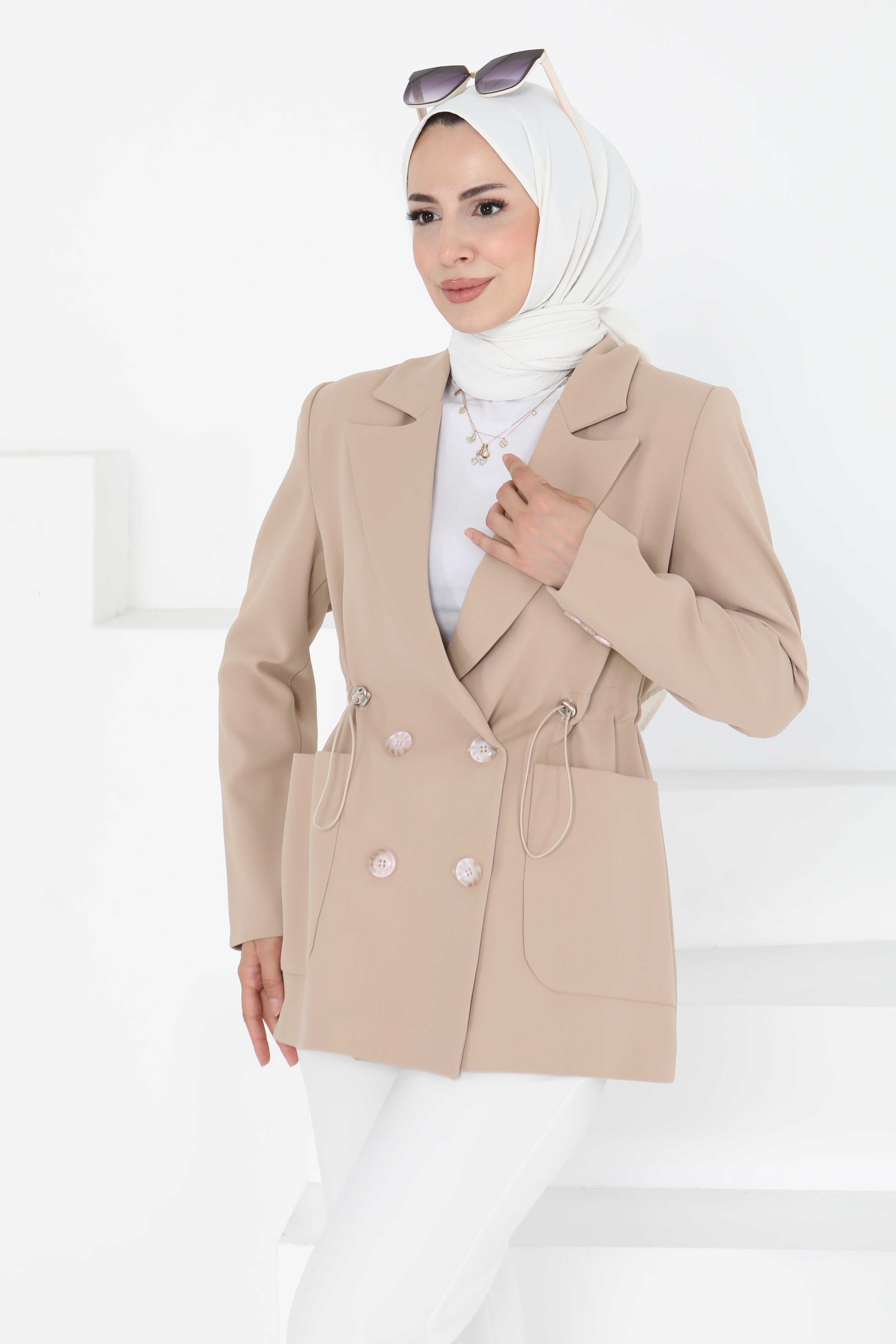 Düğmeli İpli Ceket - 27252 - 6