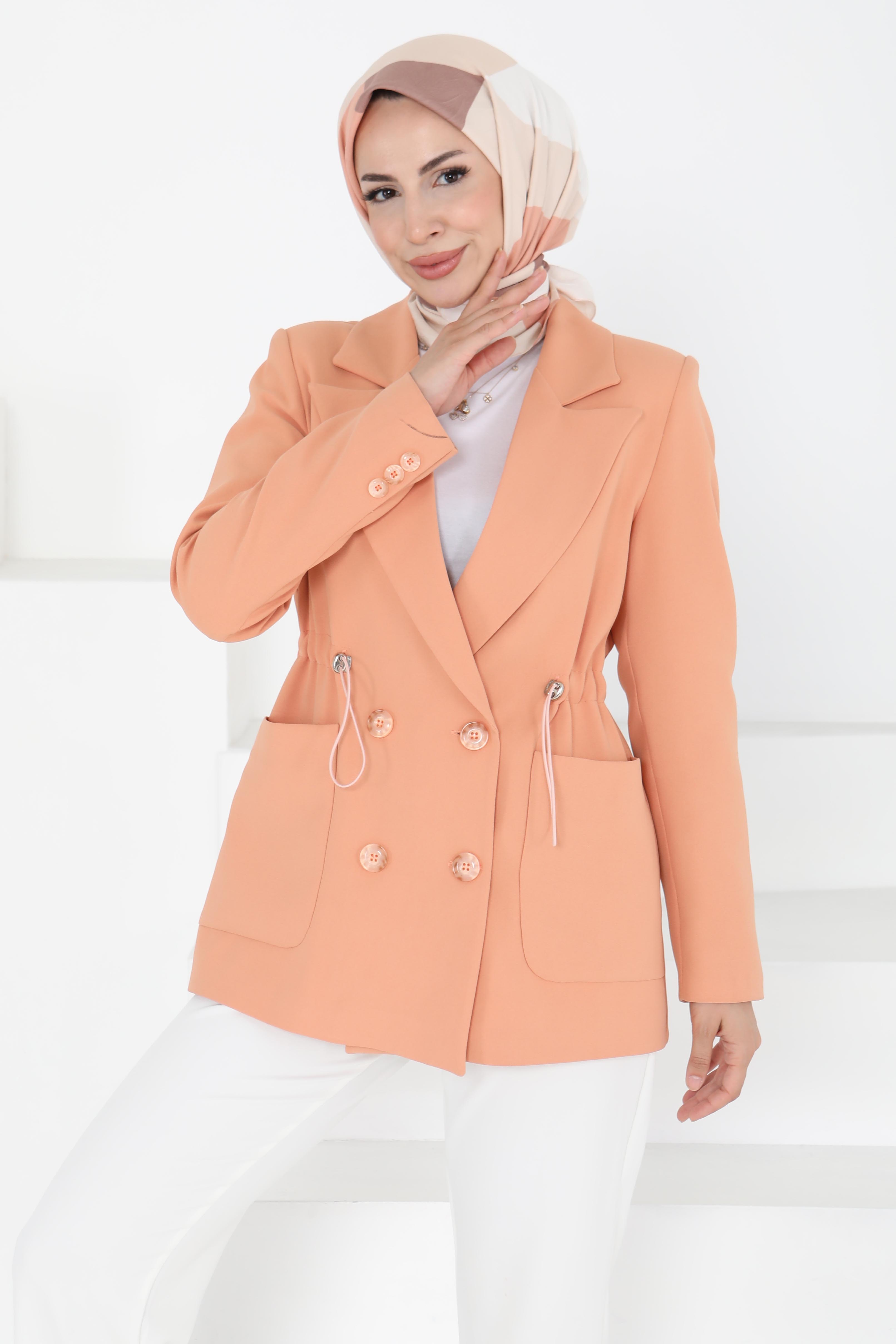 Düğmeli İpli Ceket - 27252 - 1