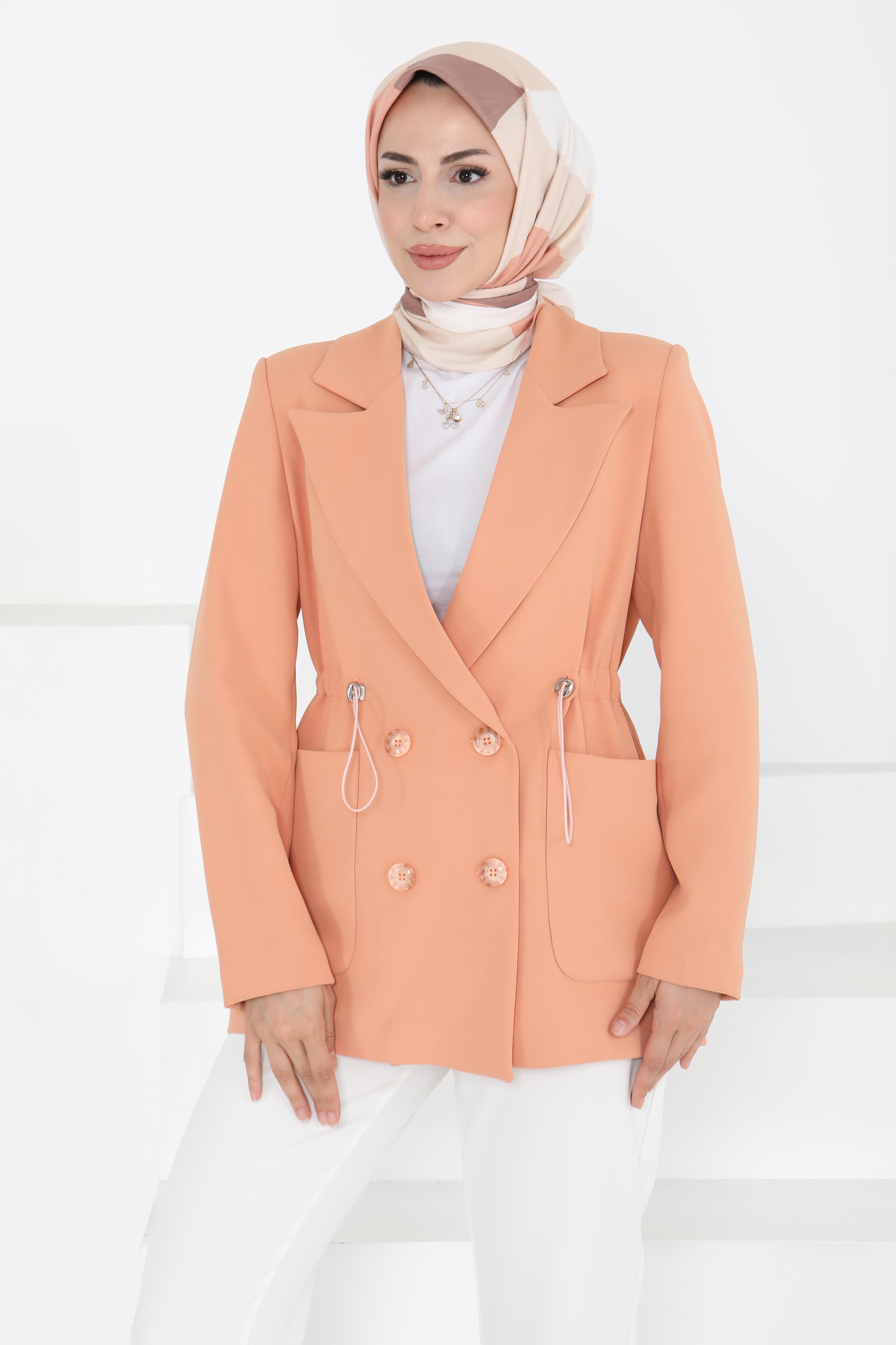 Düğmeli İpli Ceket - 27252 - 2