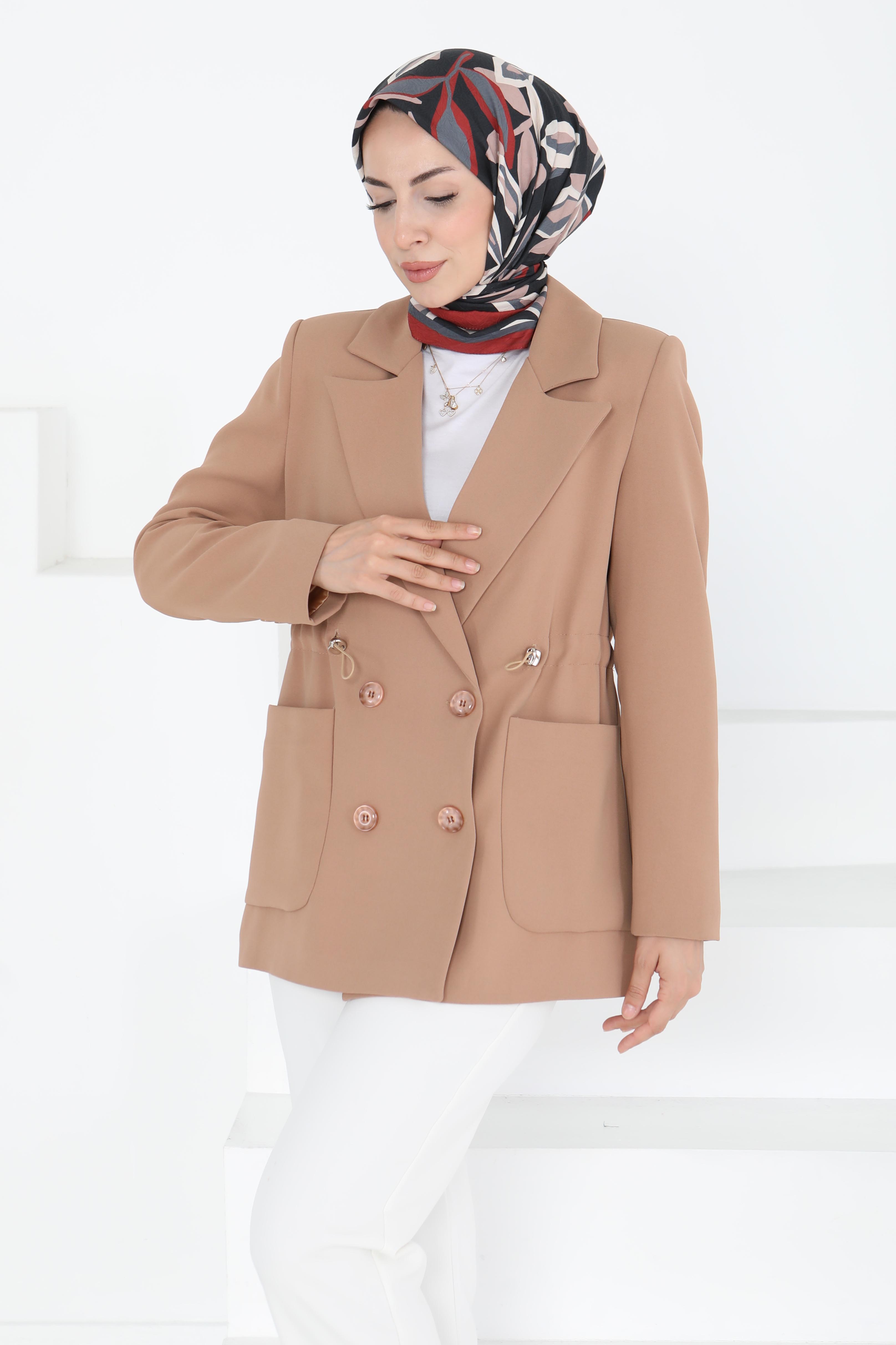 Düğmeli İpli Ceket - 27252 - 2