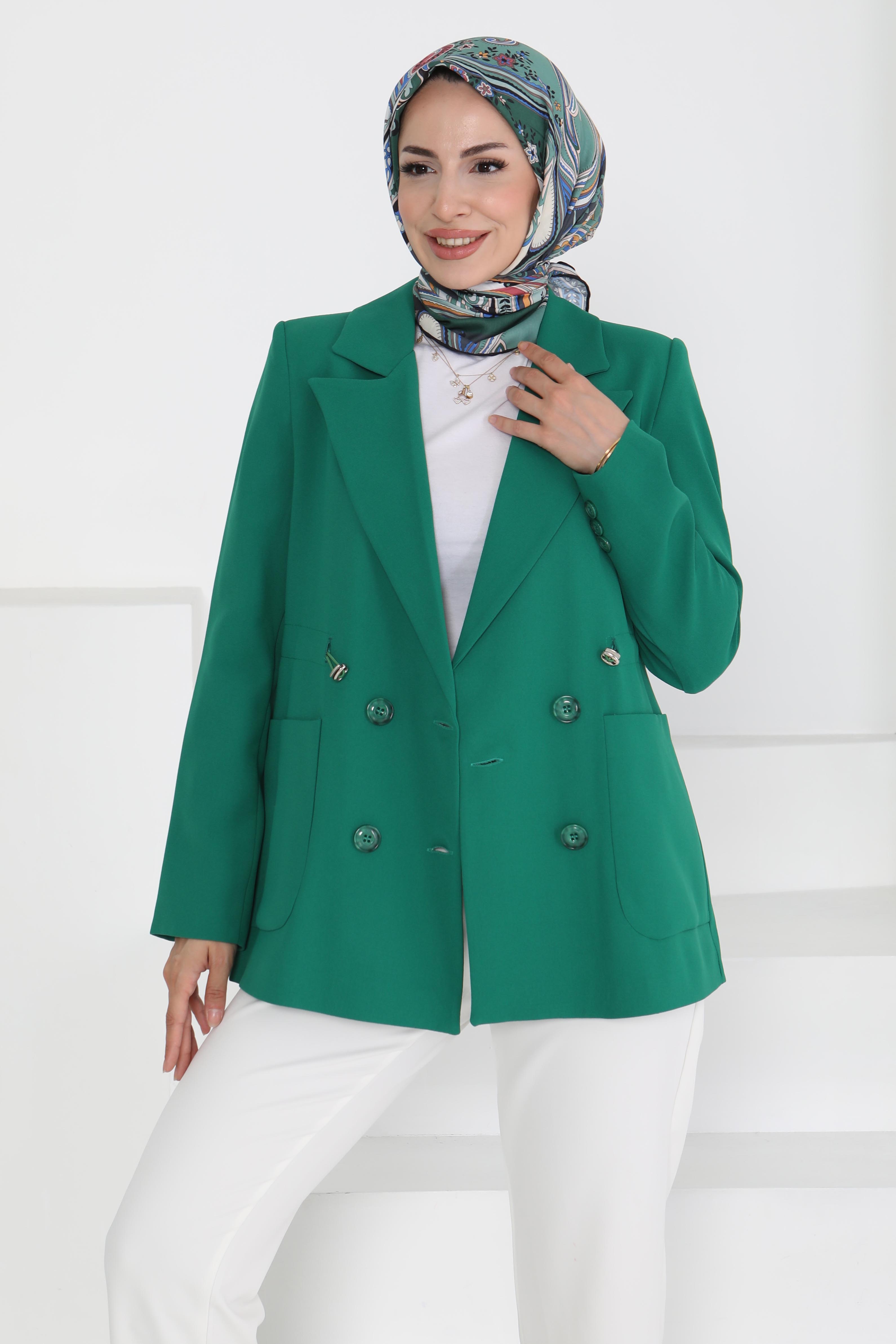 Düğmeli İpli Ceket - 27252 - 3