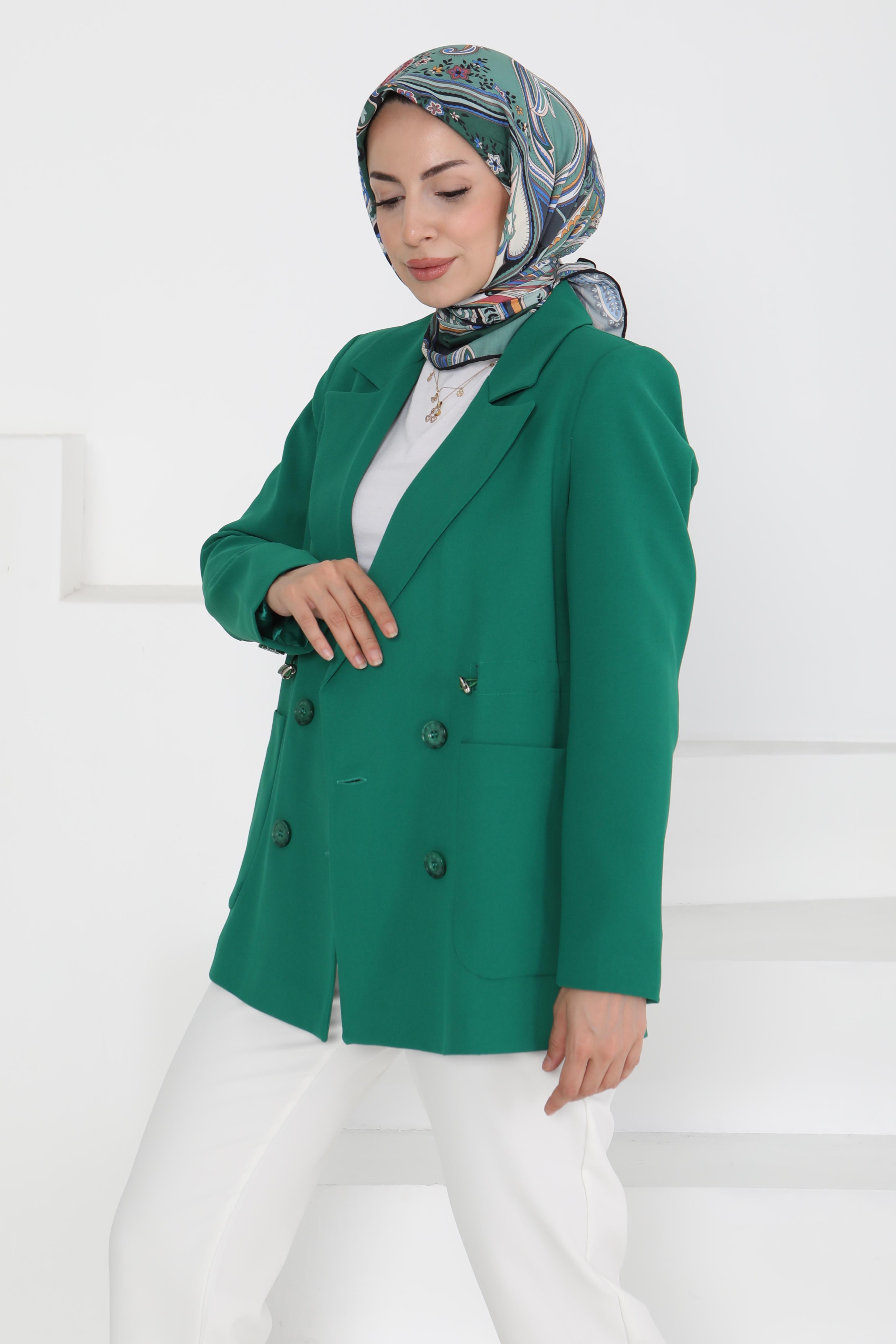 Düğmeli İpli Ceket - 27252 - 4