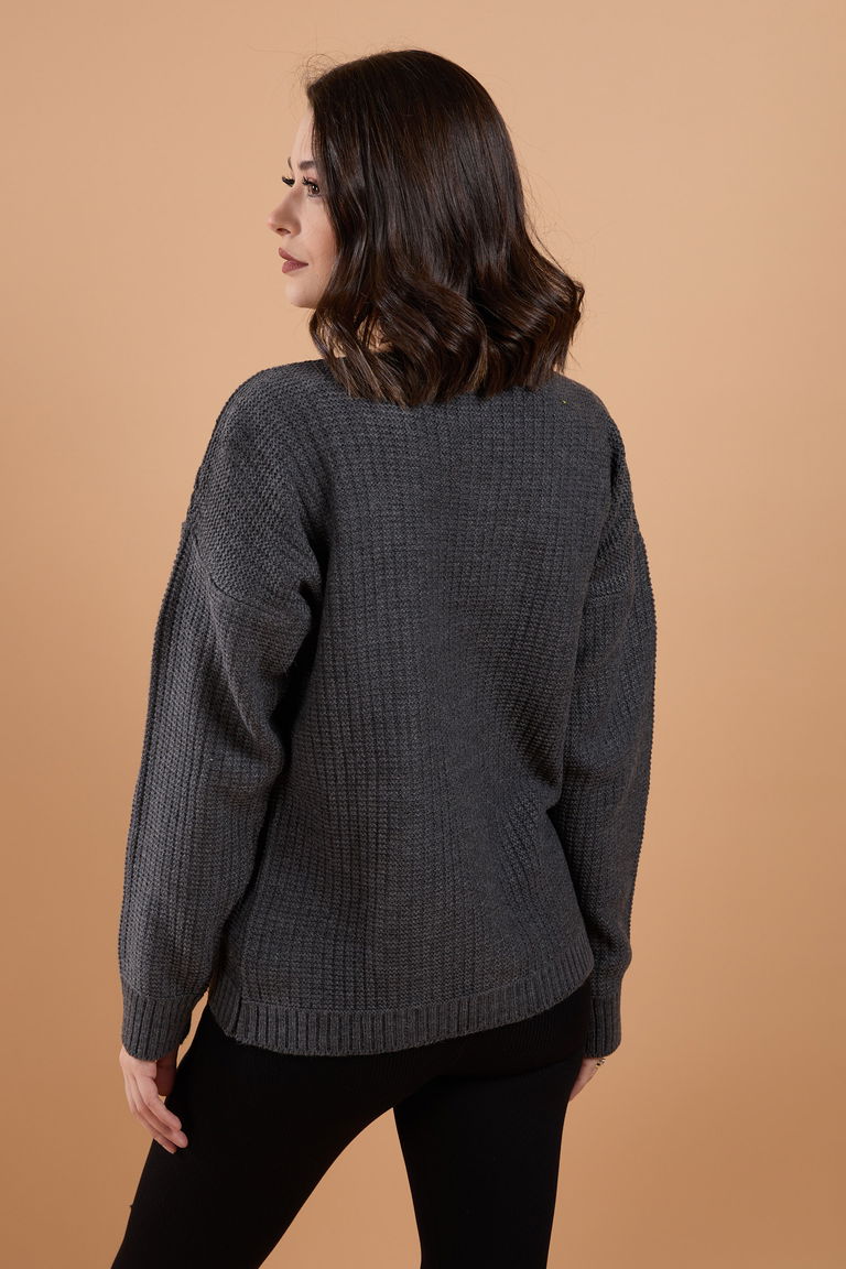 Düğmeli Kabarcık Detaylı Triko Hırka - 27648 - TOFİSA