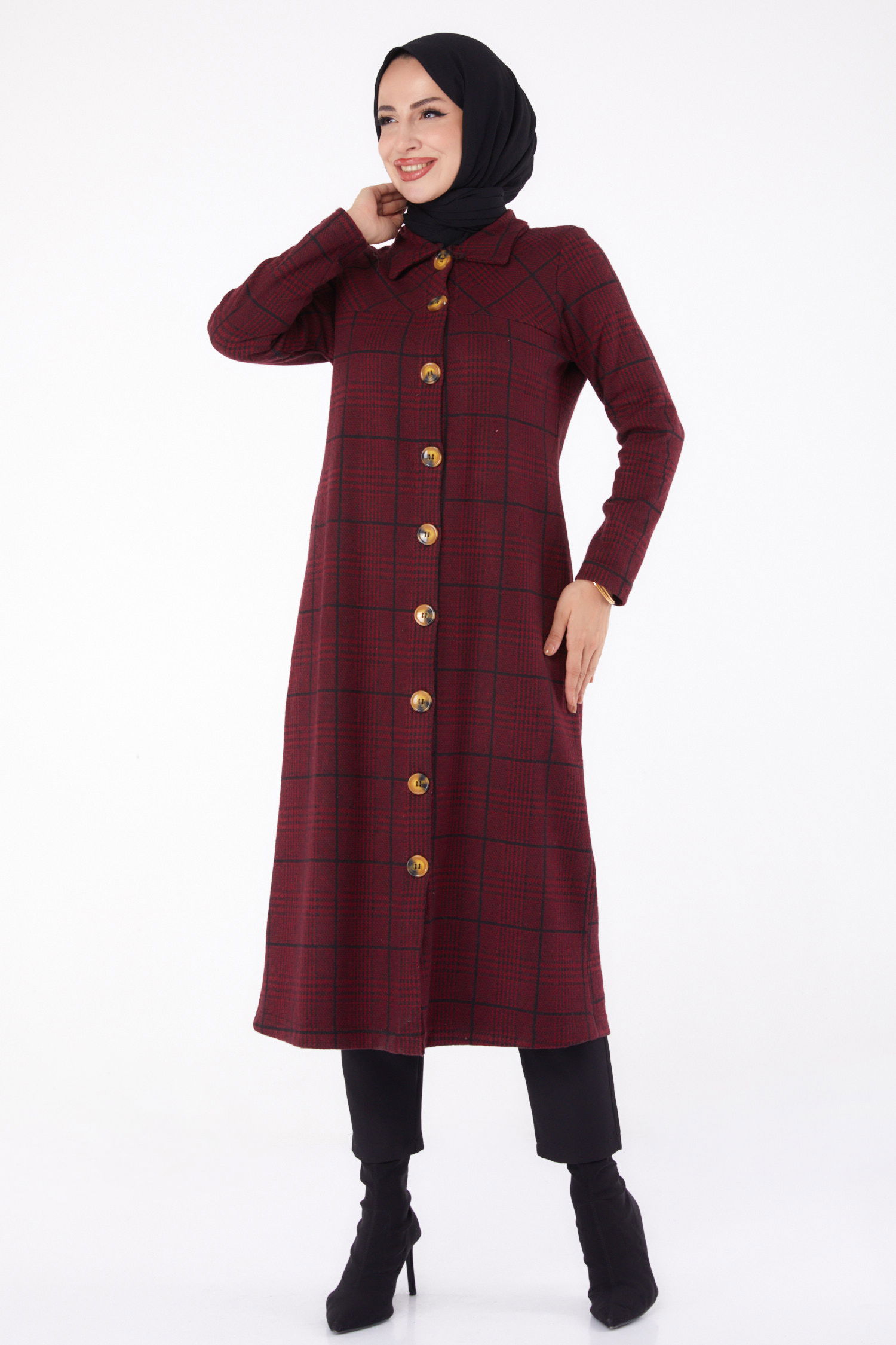 Düğmelı Kap - 27744-BORDO - 2