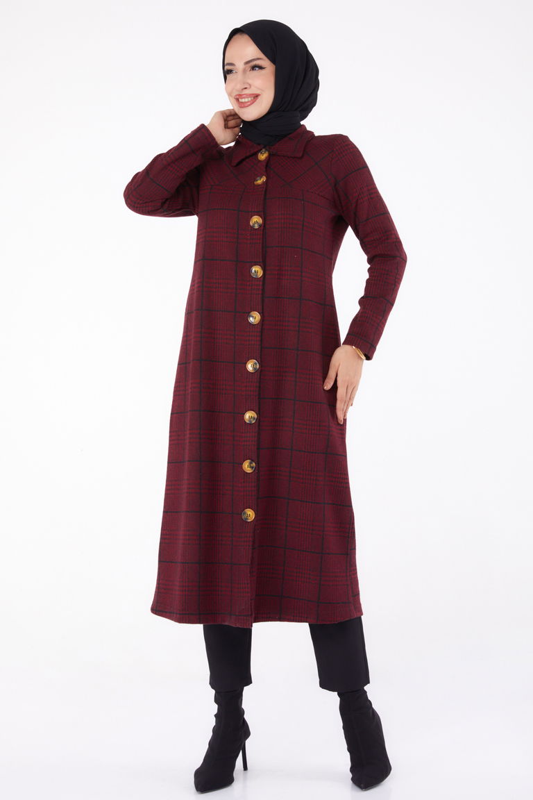 Düğmelı Kap - 27744-BORDO - TOFİSA