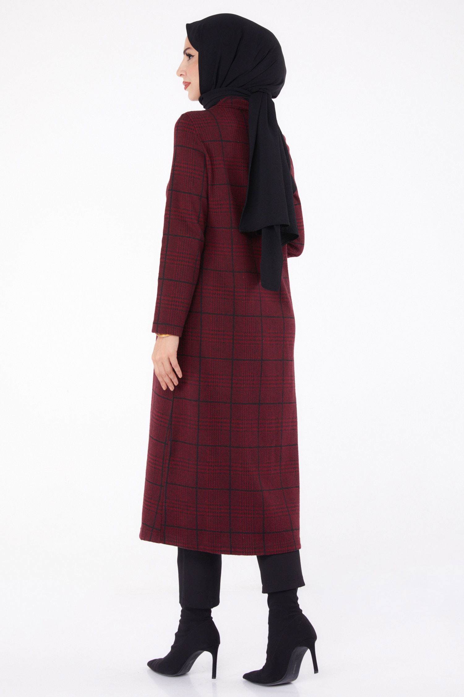 Düğmelı Kap - 27744-BORDO - 5