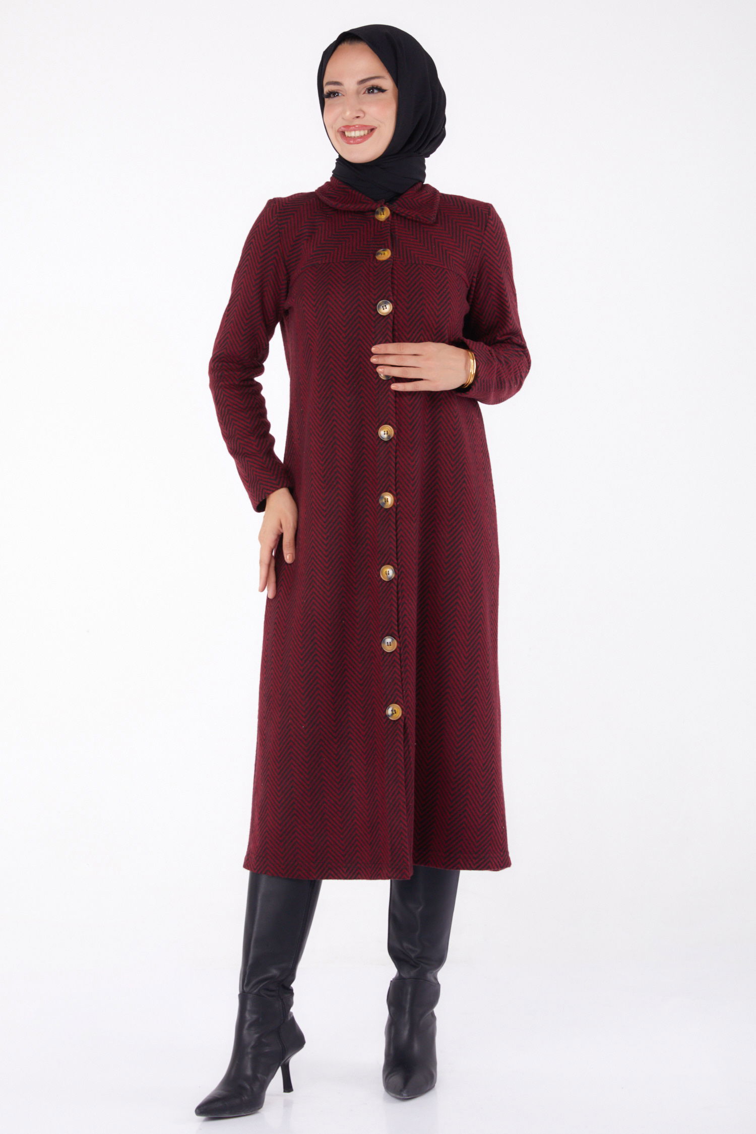 Düğmelı Kap - 27767-BORDO - 2