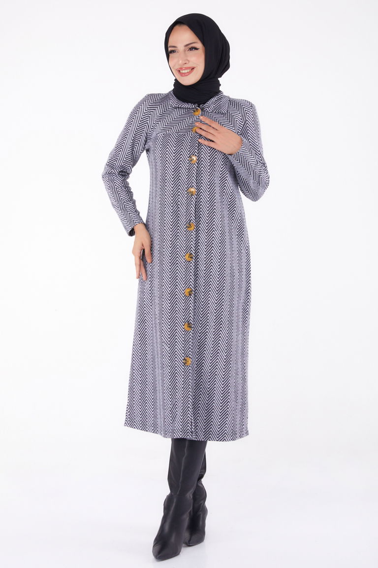 Düğmelı Kap - 27767-GRI - TOFİSA